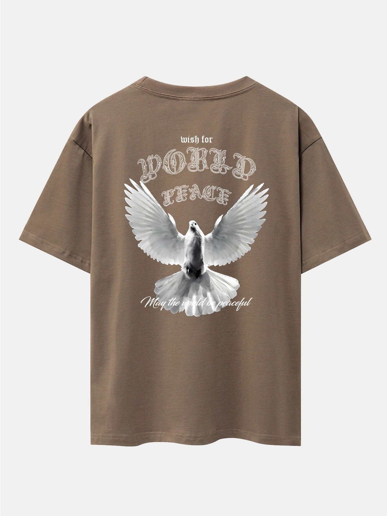 Dove Of Peace Back Print Drop Shoulder Oversize T-Shirt - Naturzy