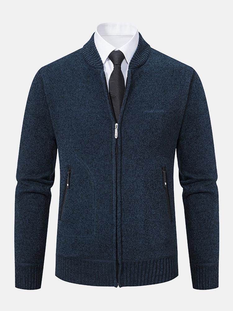Zip Up Baseball Collar Sweater - Naturzy