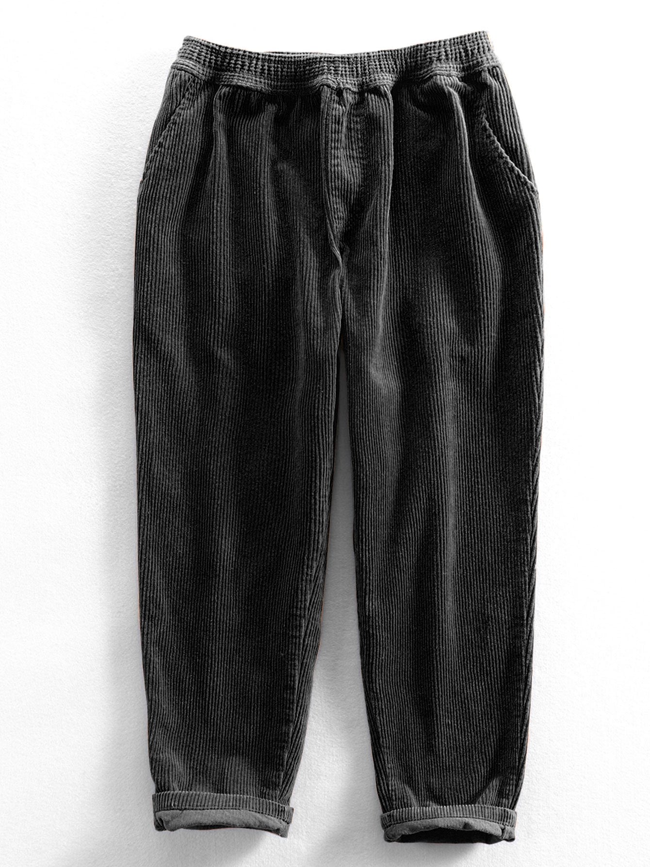 Cotton Corduroy Cropped Pants - Naturzy