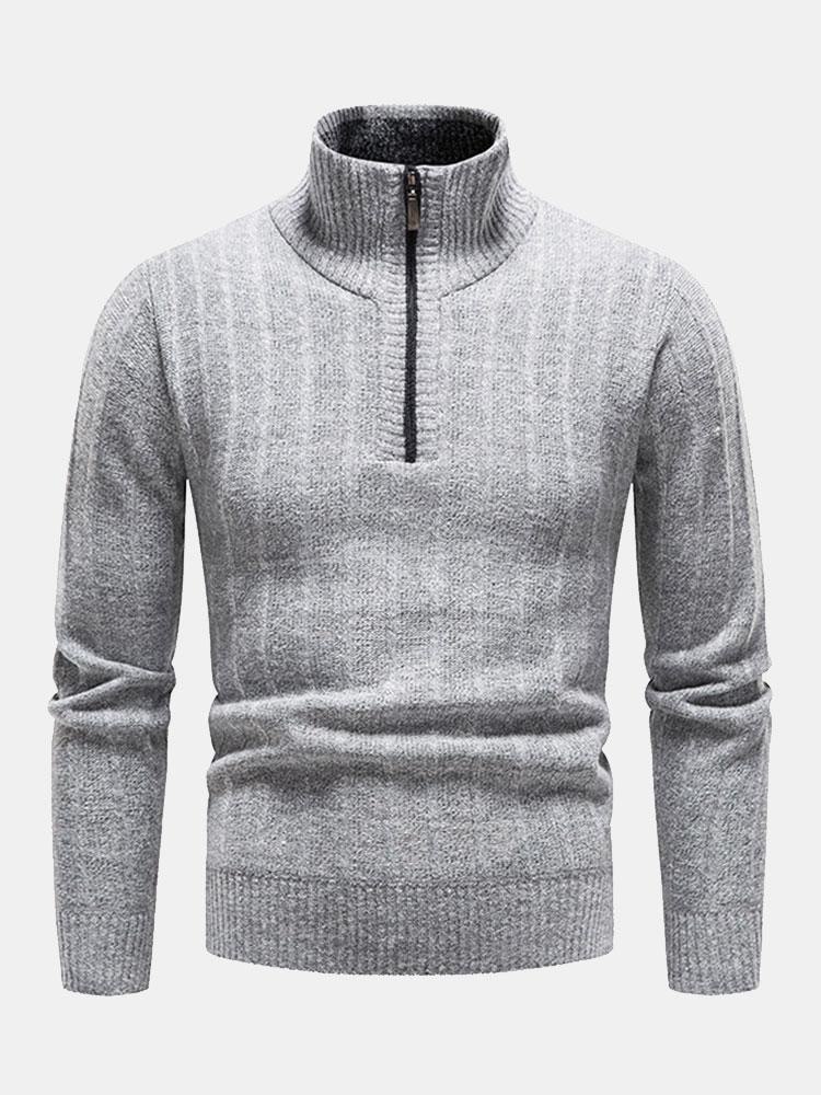 Textured Quarter Zip Sweater - Naturzy