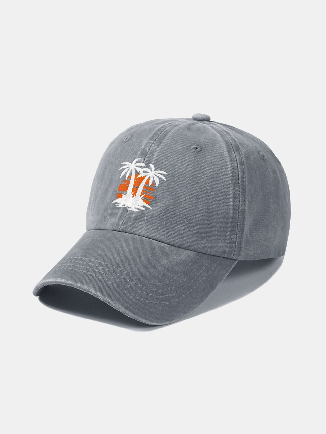 Coconut tree sunset pattern classic retro washed cotton casual baseball cap - Naturzy