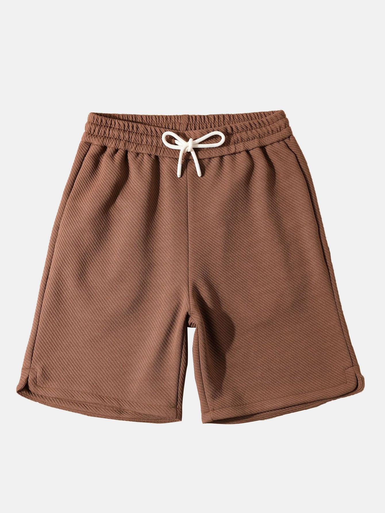 Loose Fit Drawstring Twill Jacquard Shorts - Naturzy
