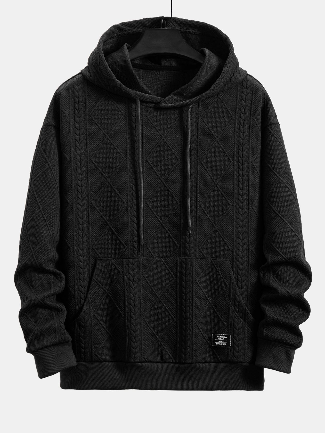 Relax Fit Geometric Jacquard Hoodie - Naturzy