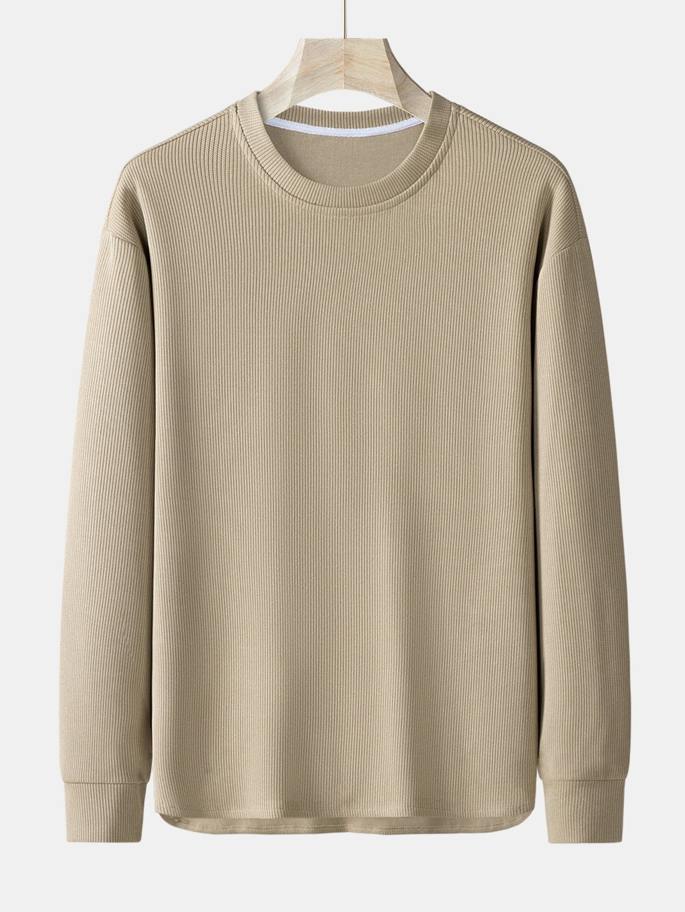 Long Sleeve Relax Fit Knit Ribbed T-Shirt - Naturzy