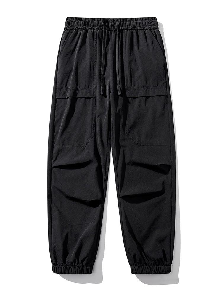Elastic Waist Parachute Cargo Pants - Naturzy