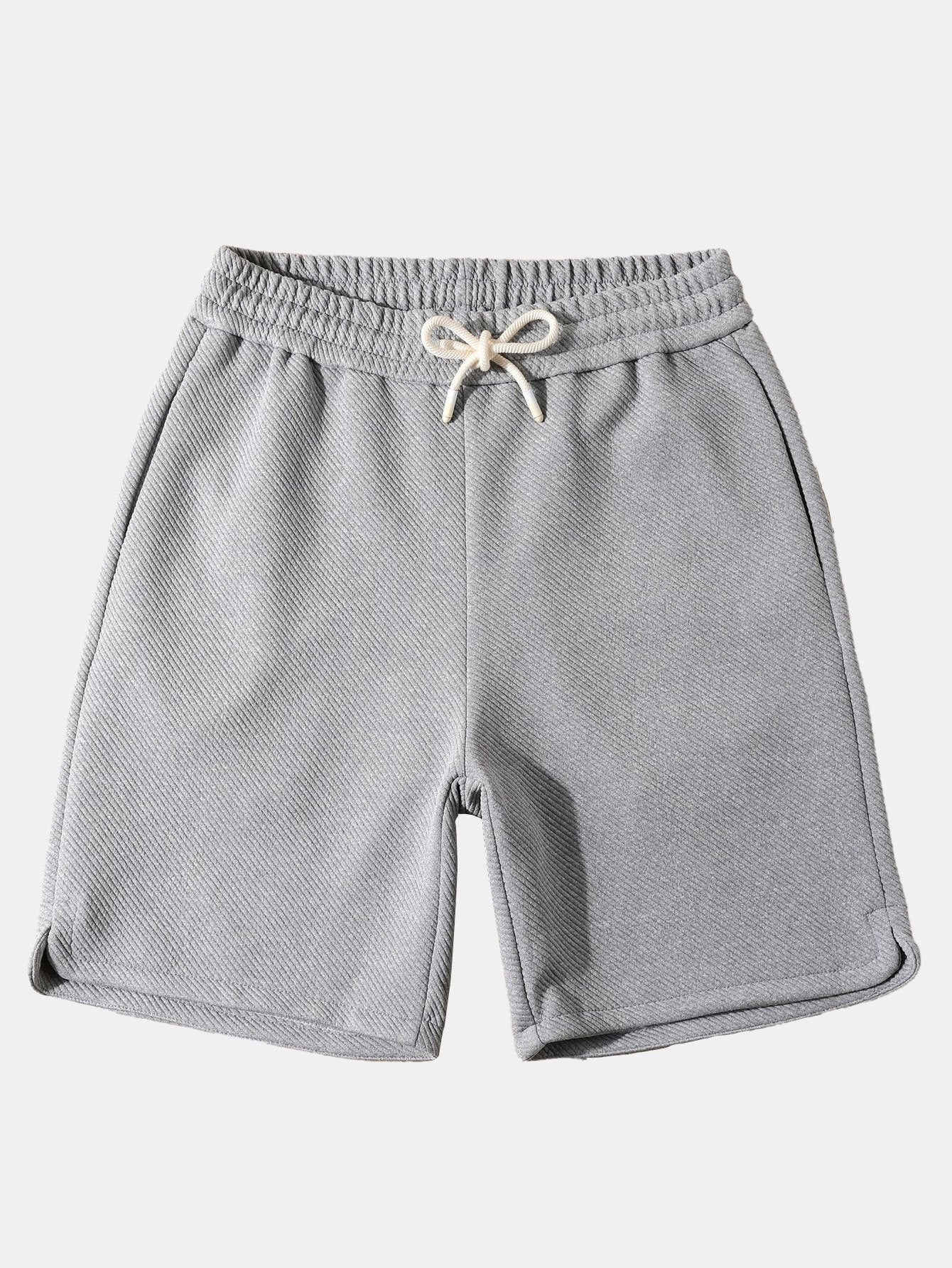 Loose Fit Drawstring Twill Jacquard Shorts - Naturzy