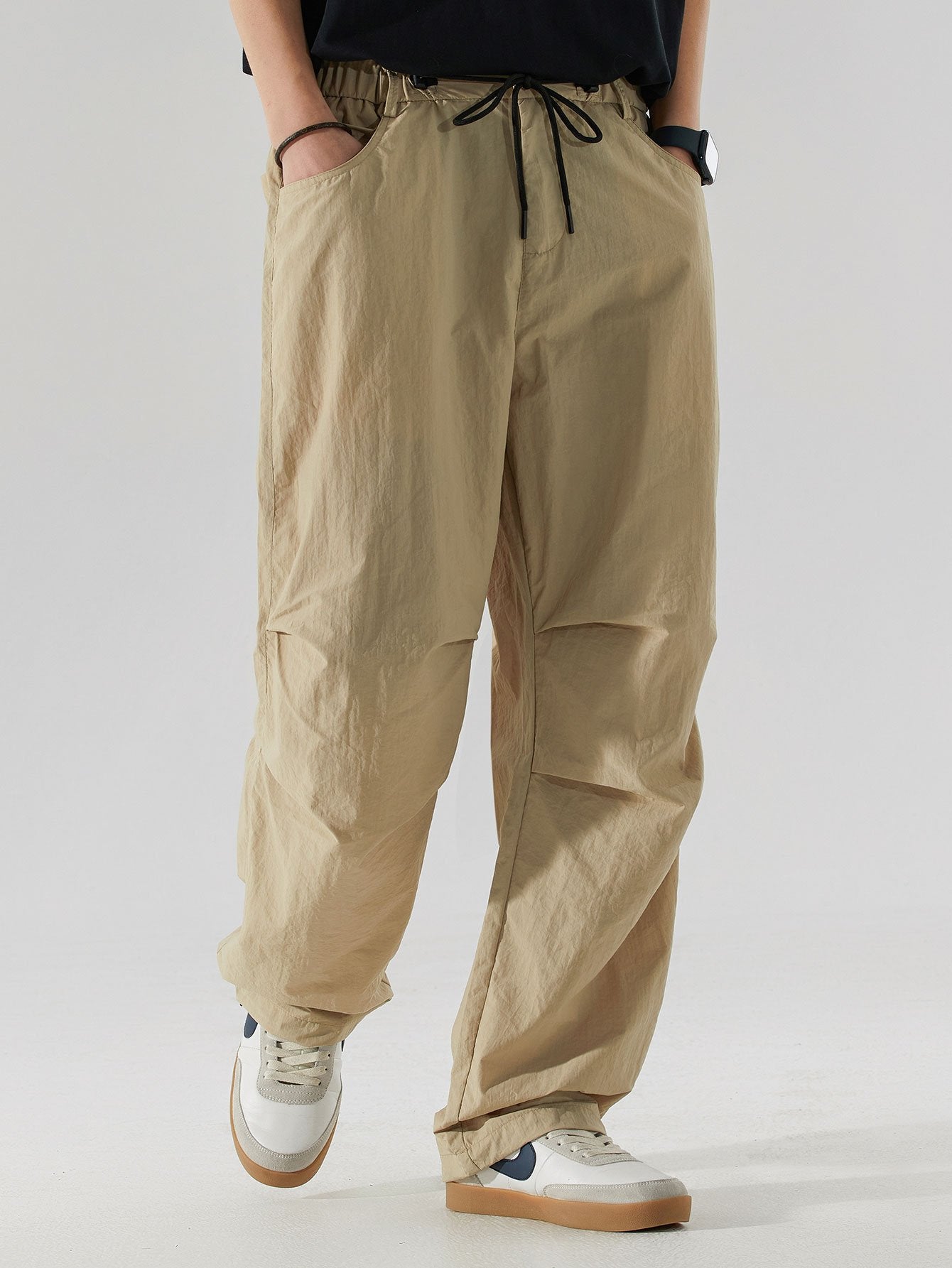 Elastic Waist Parachute Pants - Naturzy