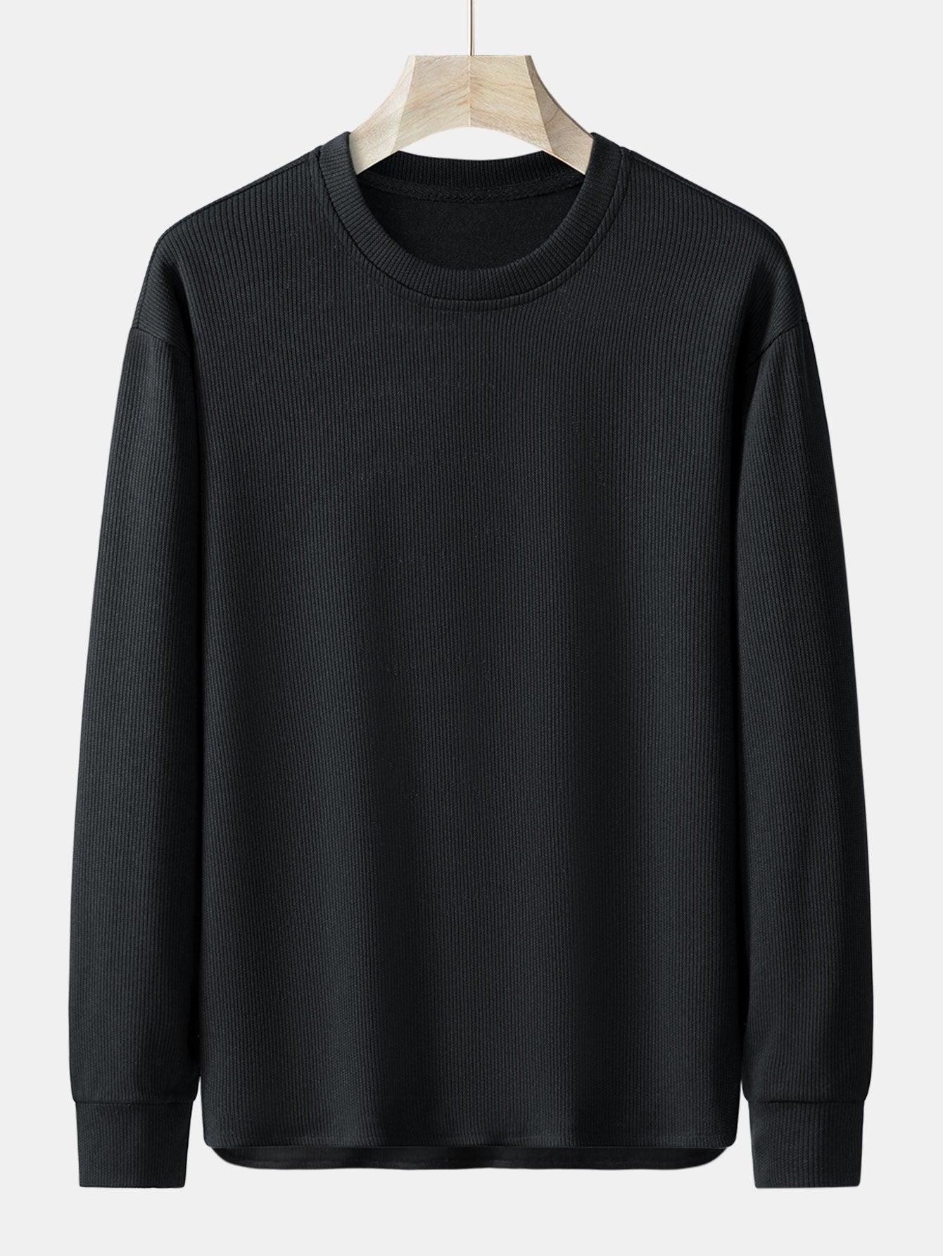 Long Sleeve Relax Fit Knit Ribbed T-Shirt - Naturzy