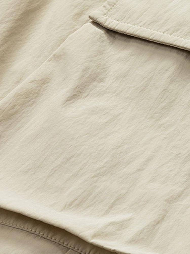 Drawstring Hem Cargo Shorts - Naturzy