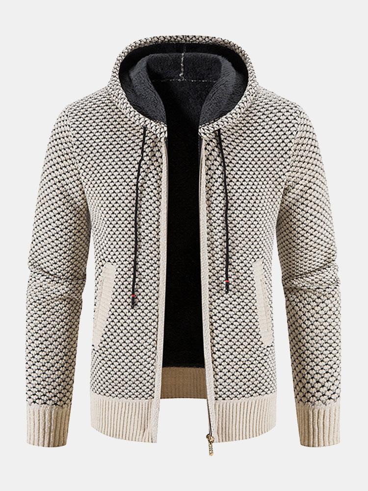 Teddy Lined Textured Hooded Sweater - Naturzy