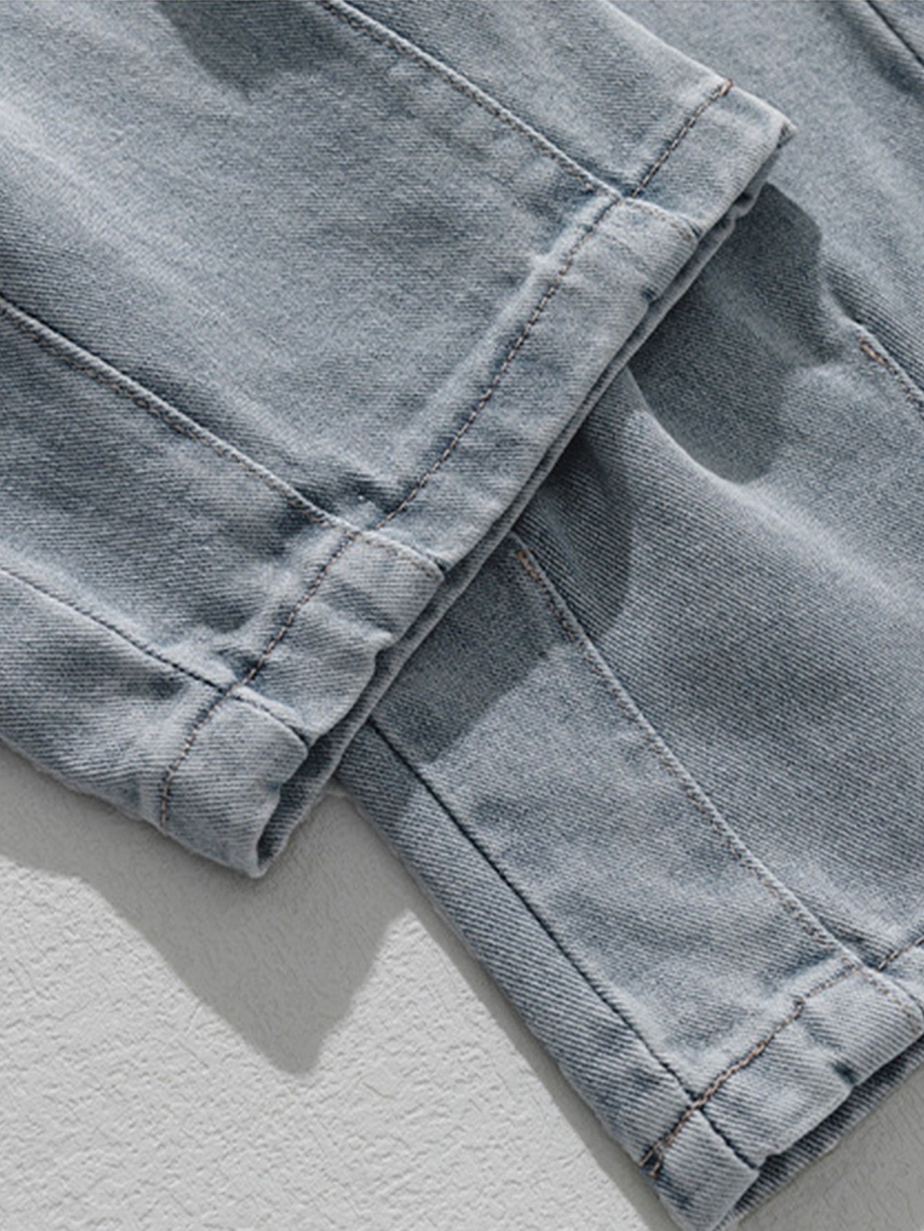 Elastic Waist Relax Fit Straight Leg Cargo Jeans - Naturzy