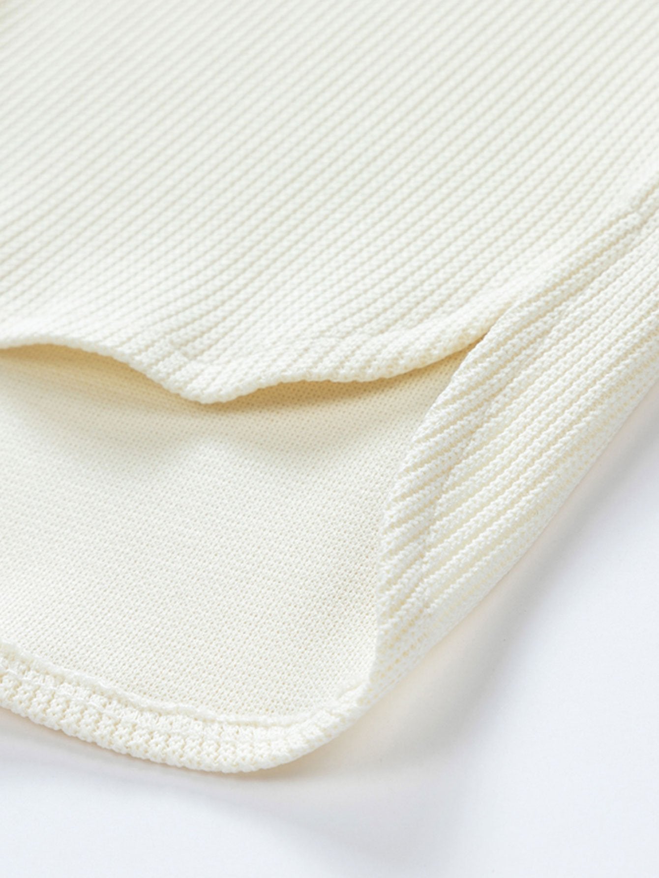 Long Sleeve Relax Fit Knit Ribbed T-Shirt - Naturzy