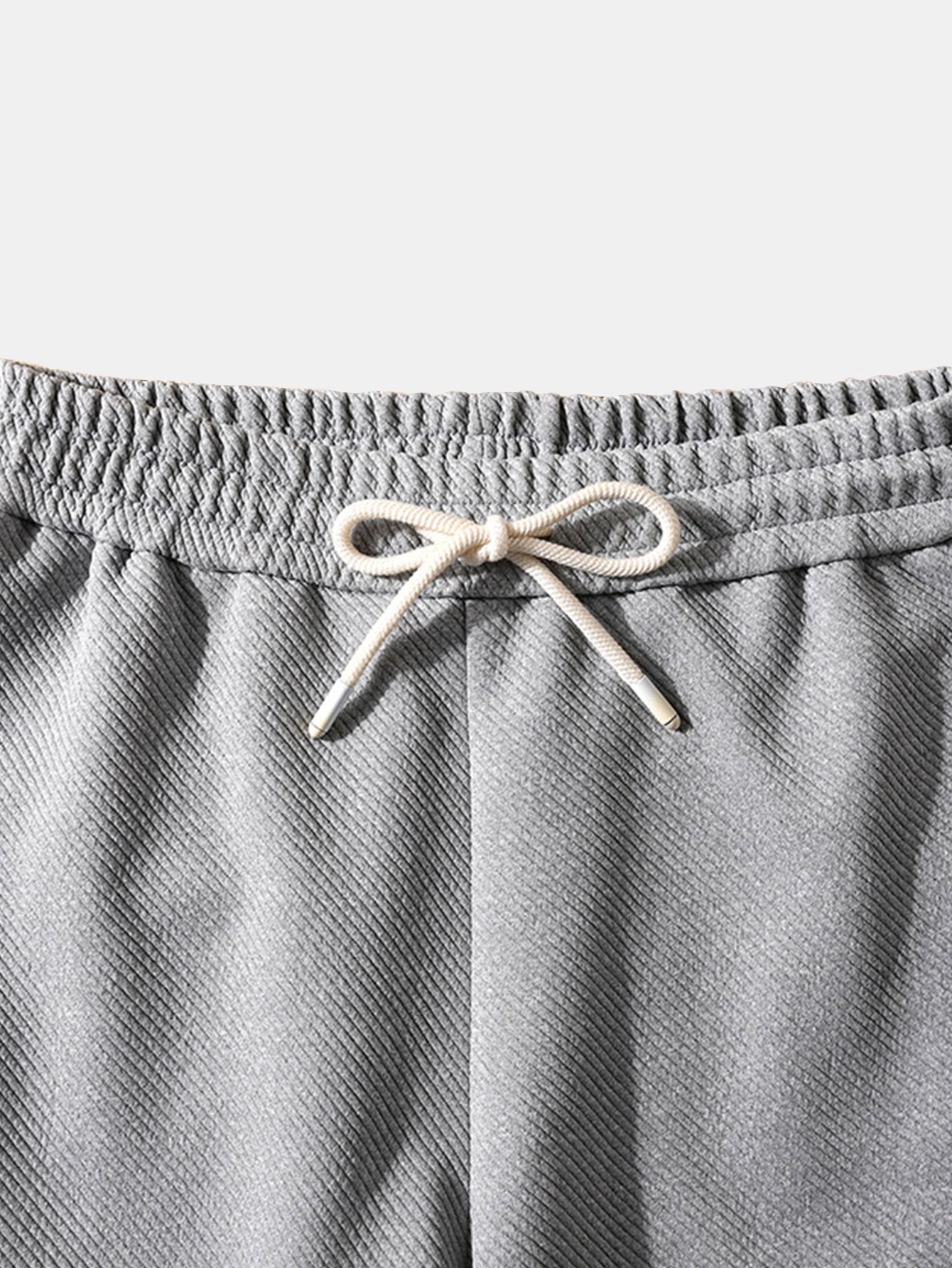 Loose Fit Drawstring Twill Jacquard Shorts - Naturzy