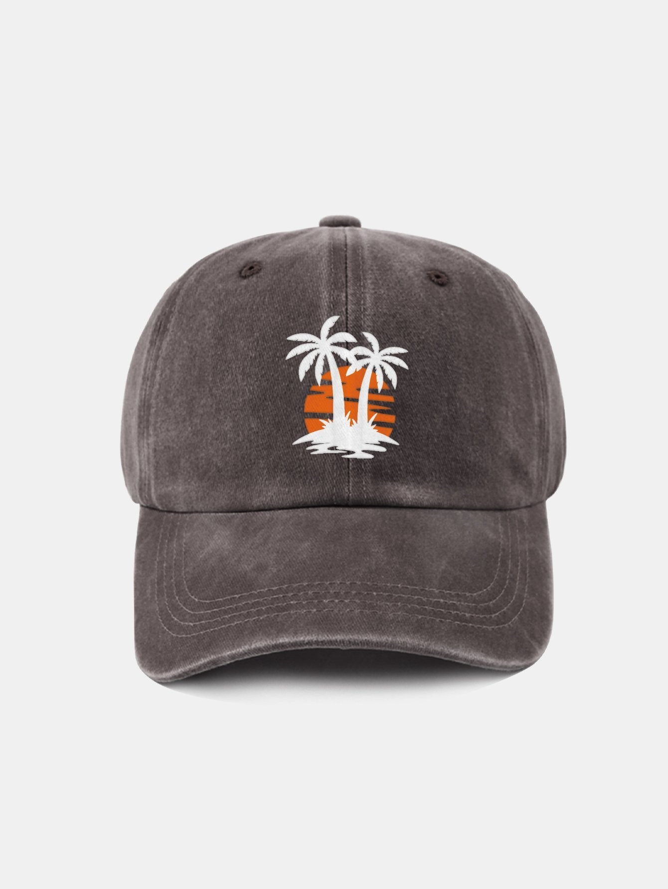 Coconut tree sunset pattern classic retro washed cotton casual baseball cap - Naturzy