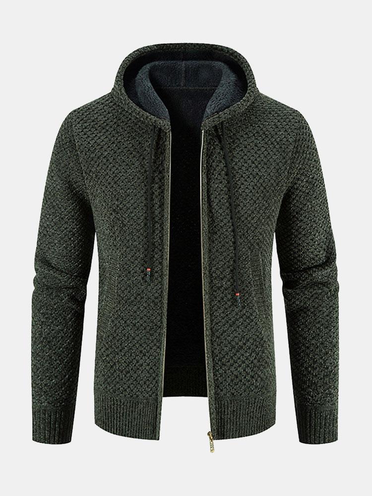 Teddy Lined Textured Hooded Sweater - Naturzy