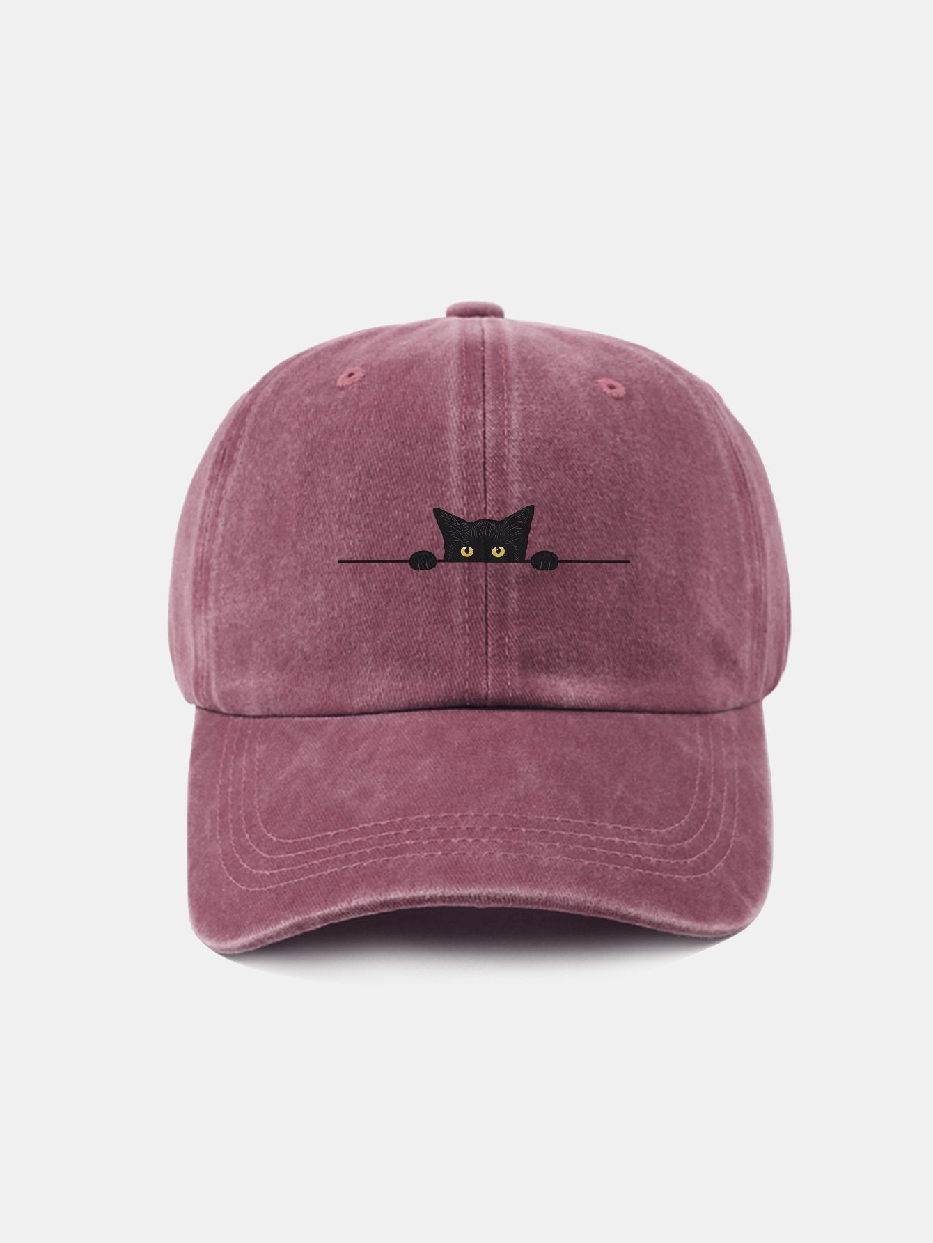 Black Cat Pattern Classic Retro Washed Distressed Cotton Baseball Cap - Naturzy