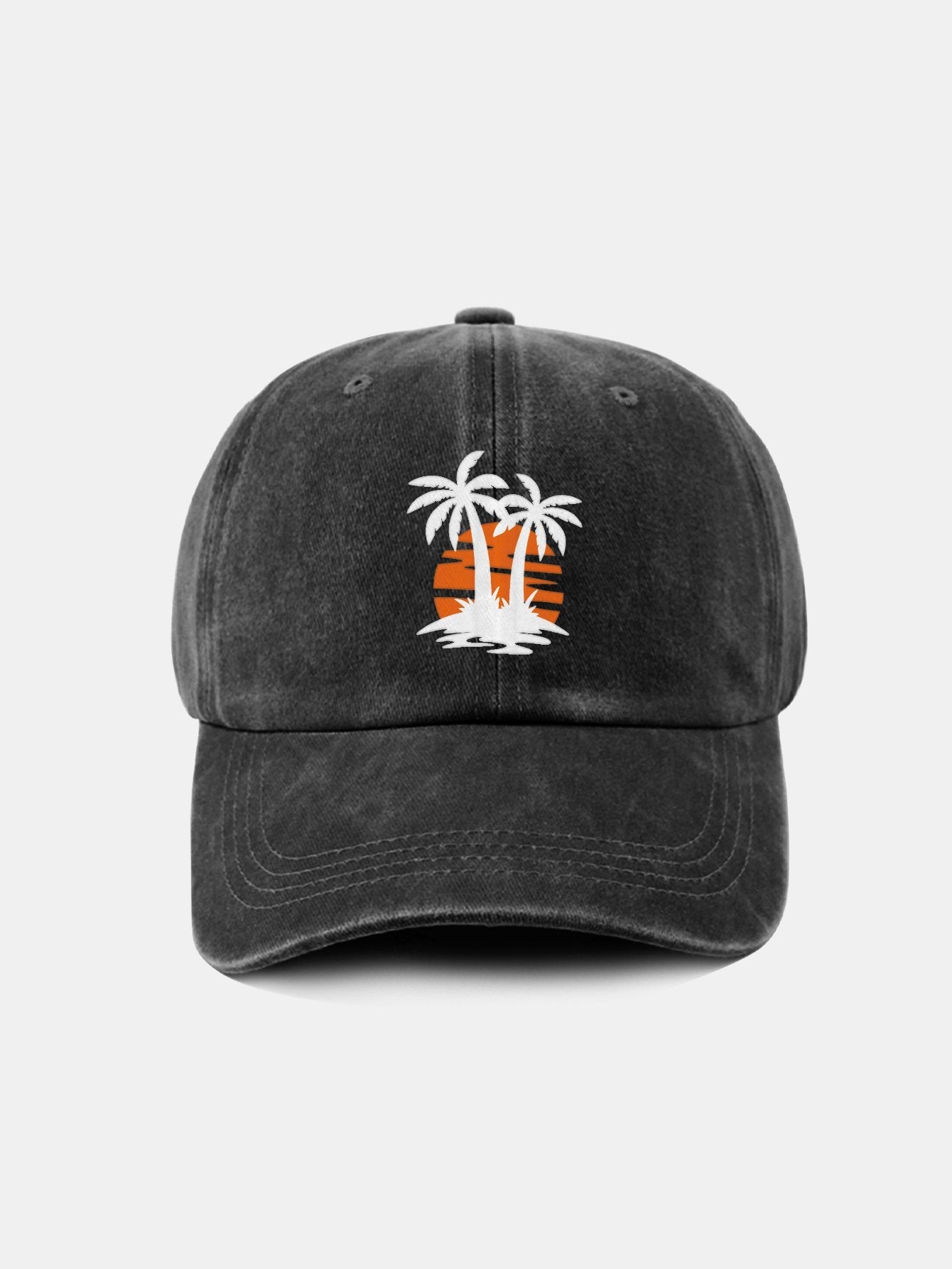 Coconut tree sunset pattern classic retro washed cotton casual baseball cap - Naturzy