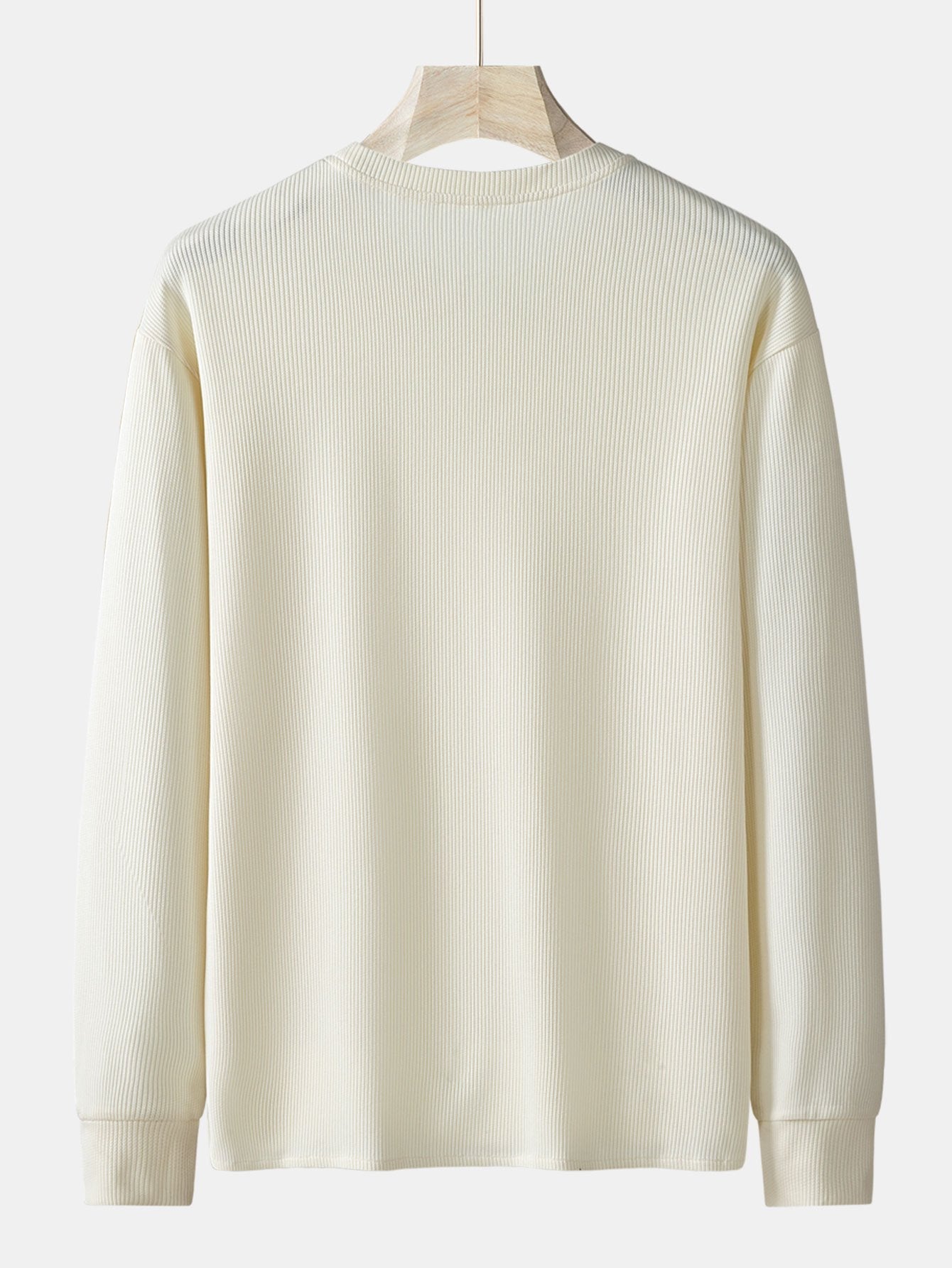 Long Sleeve Relax Fit Knit Ribbed T-Shirt - Naturzy