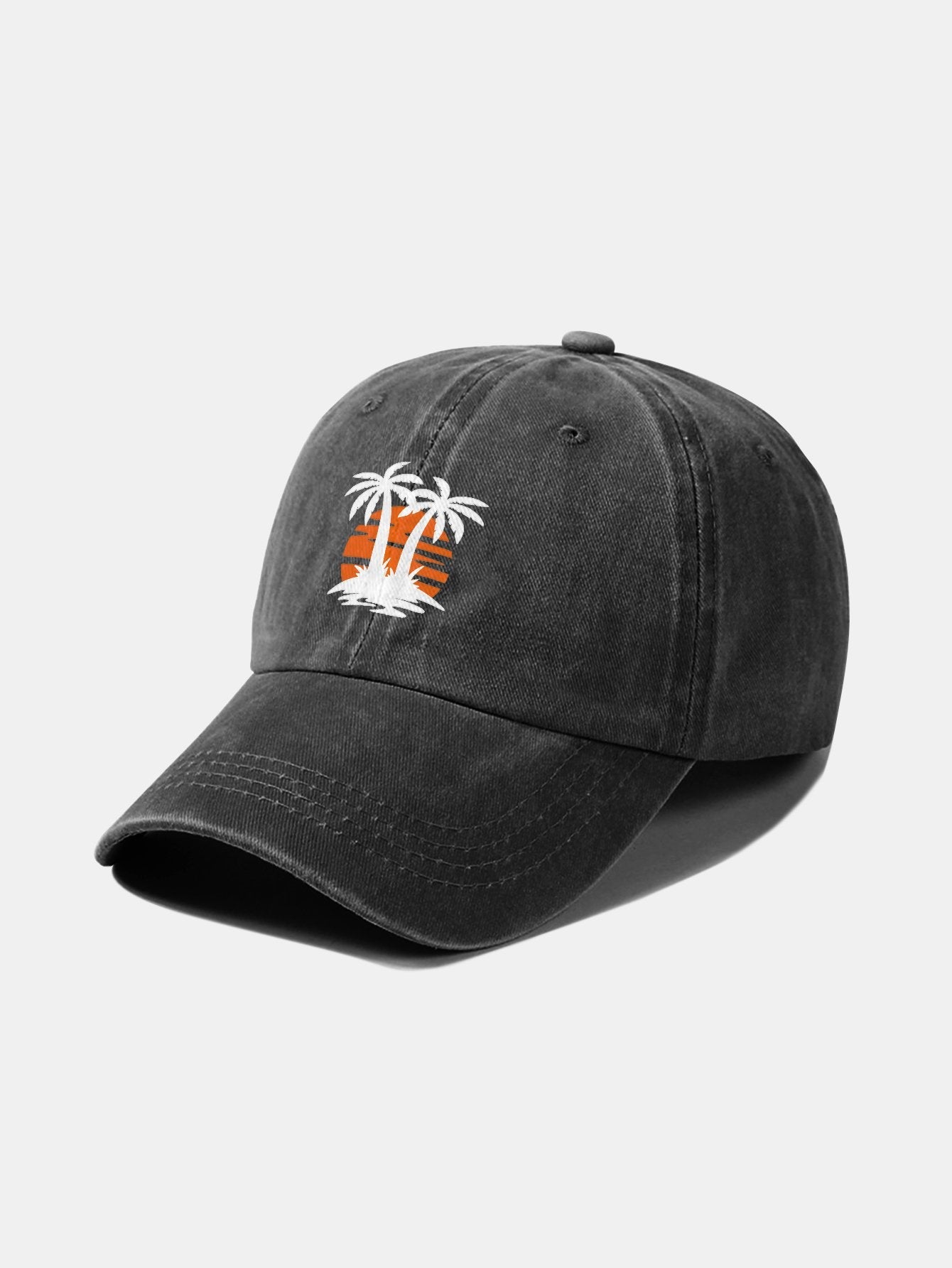 Coconut tree sunset pattern classic retro washed cotton casual baseball cap - Naturzy
