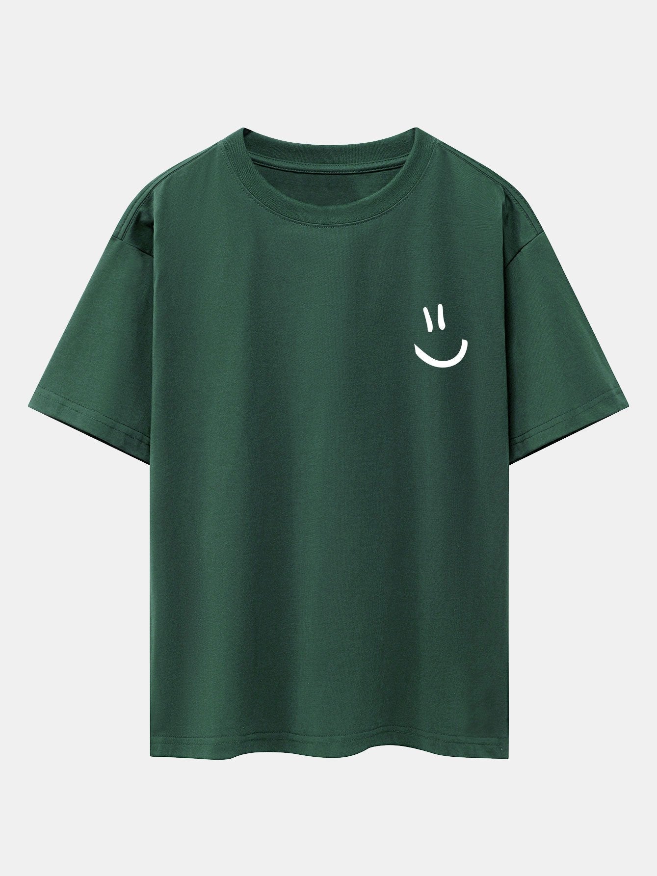 3 Pieces Smiley Face Print Drop Shoulder Oversize T-Shirts - Naturzy
