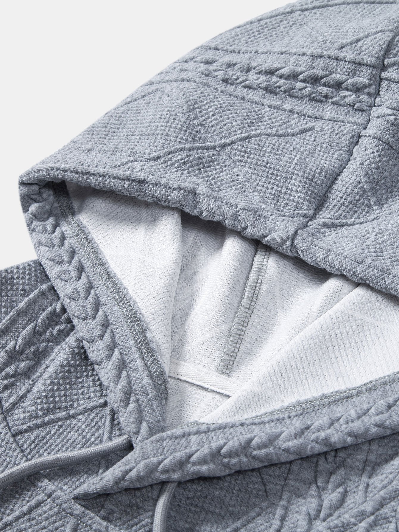 Relax Fit Geometric Jacquard Hoodie - Naturzy