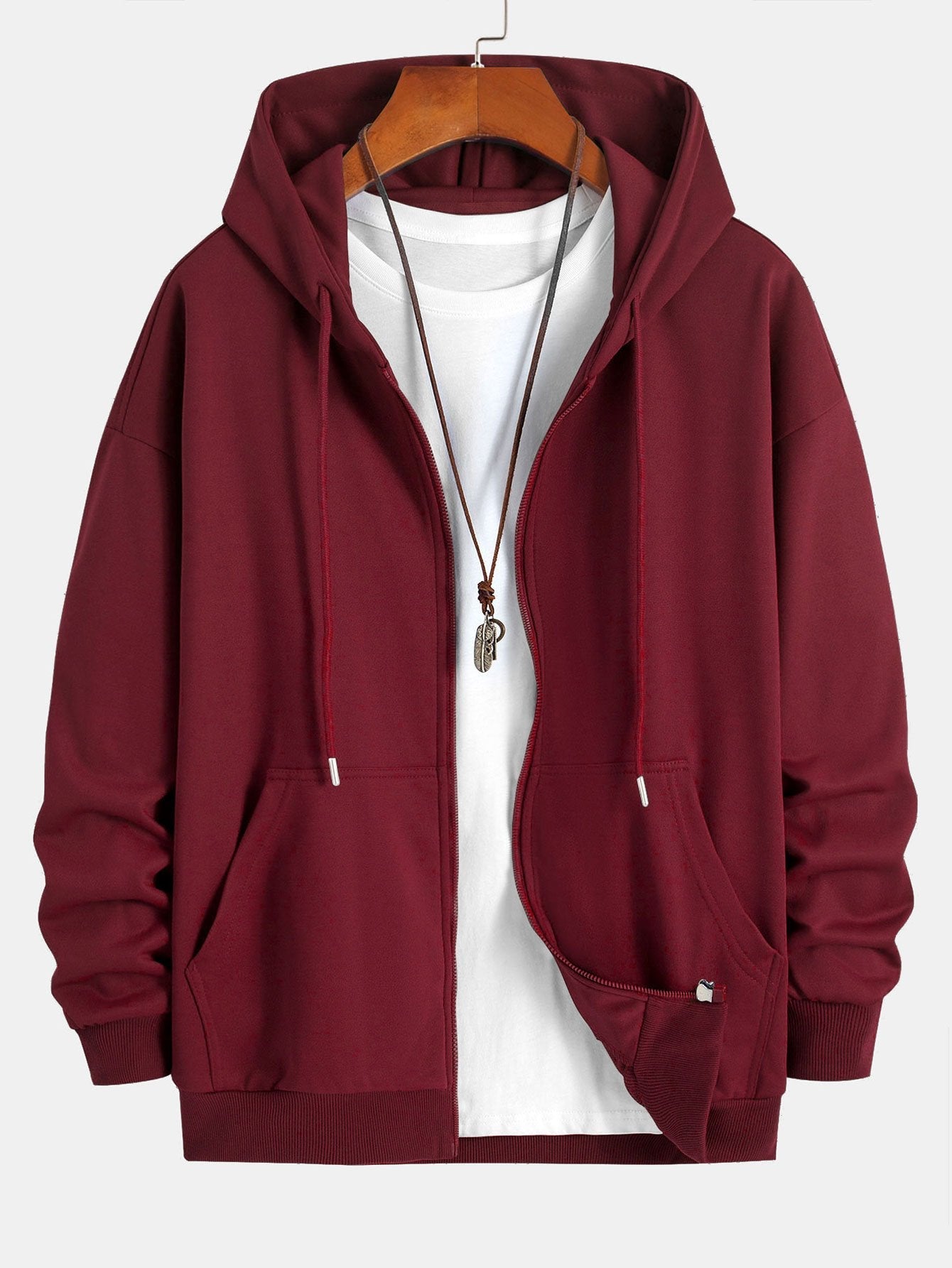 Basic Relax Fit Zip Hoodie - Naturzy