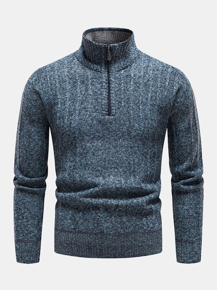 Textured Quarter Zip Sweater - Naturzy