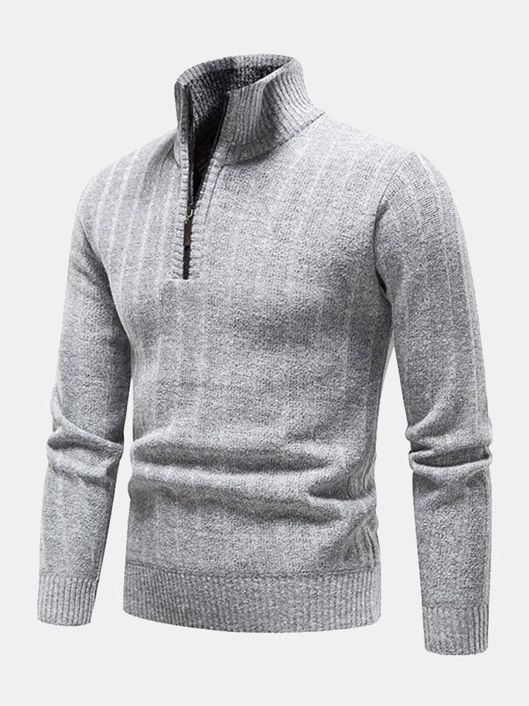 Textured Quarter Zip Sweater - Naturzy