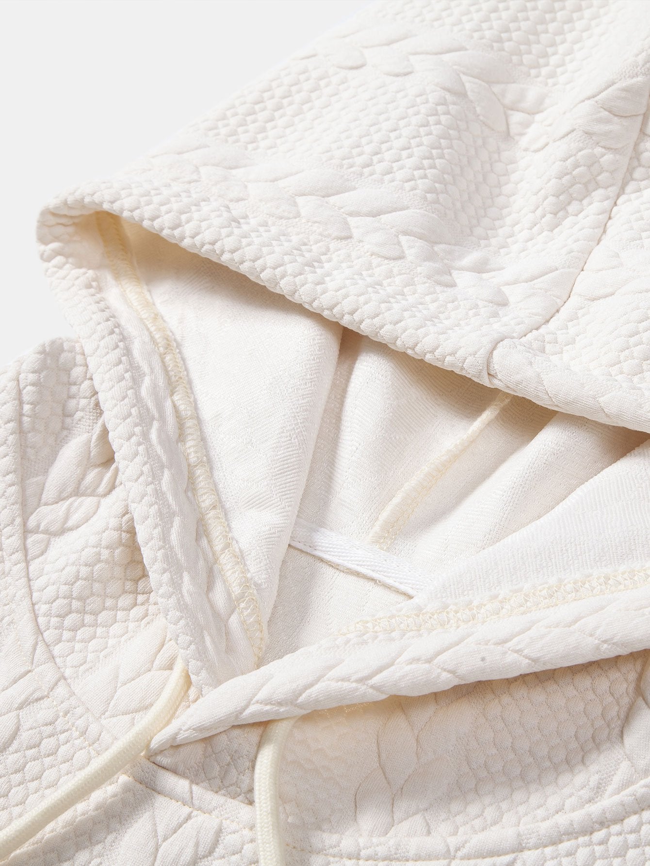 Relax Fit Wheat Jacquard Hoodie - Naturzy