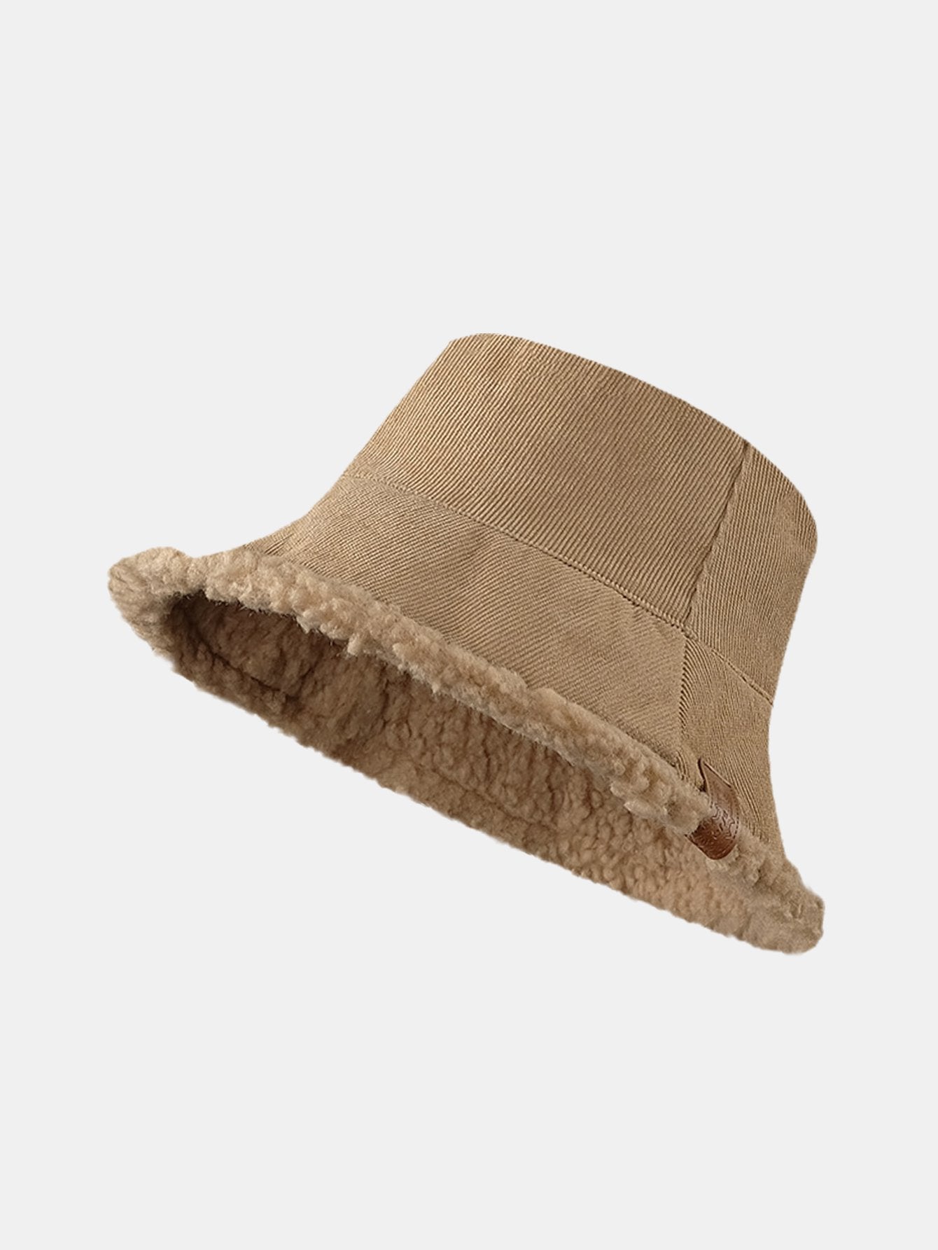 Thick And Warm Corduroy And Cashmere Splicing Multifunctional Soft Plush Bucket Cap Can Be Worn In Both Directions - Naturzy