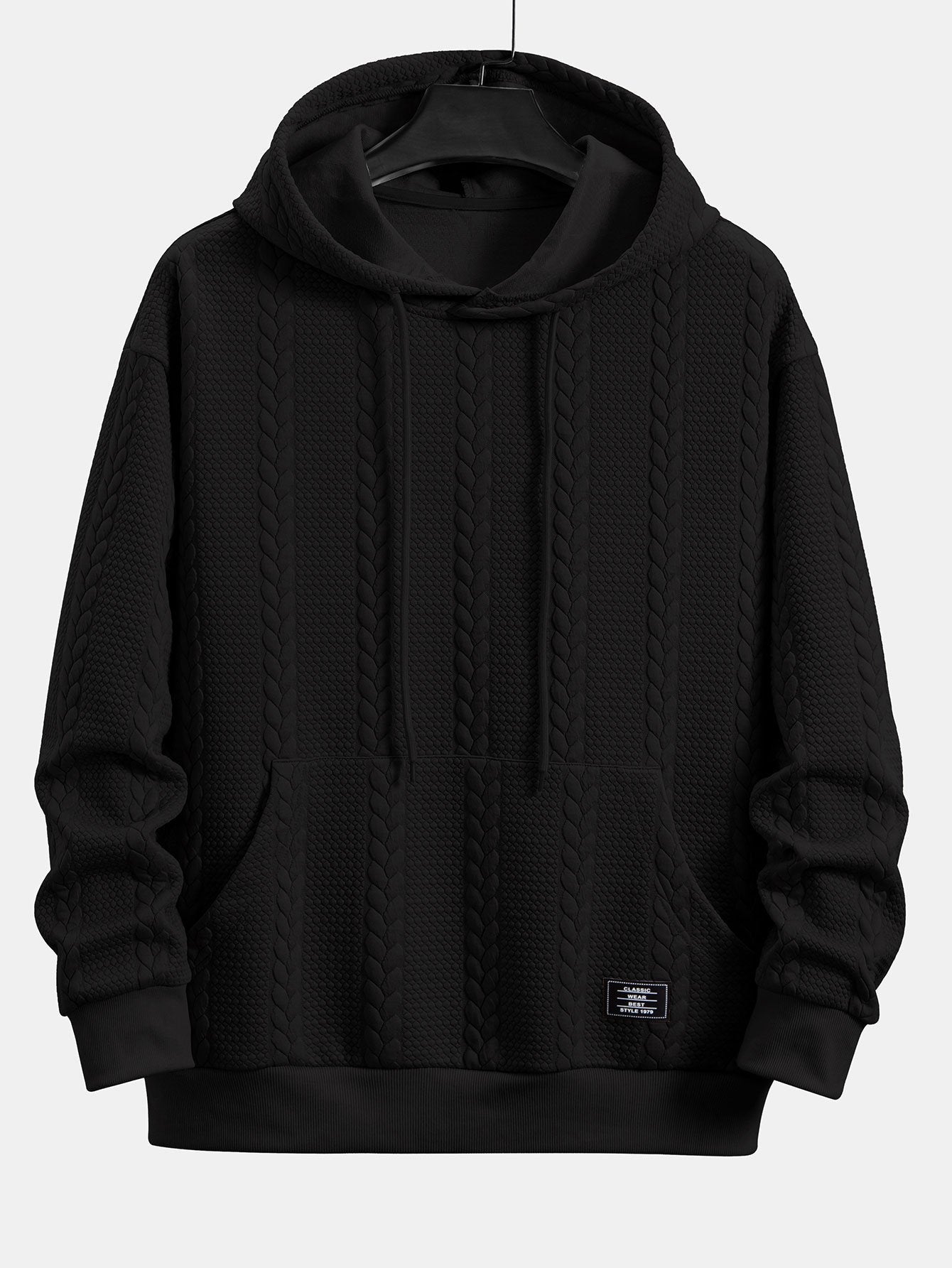 Relax Fit Wheat Jacquard Hoodie - Naturzy