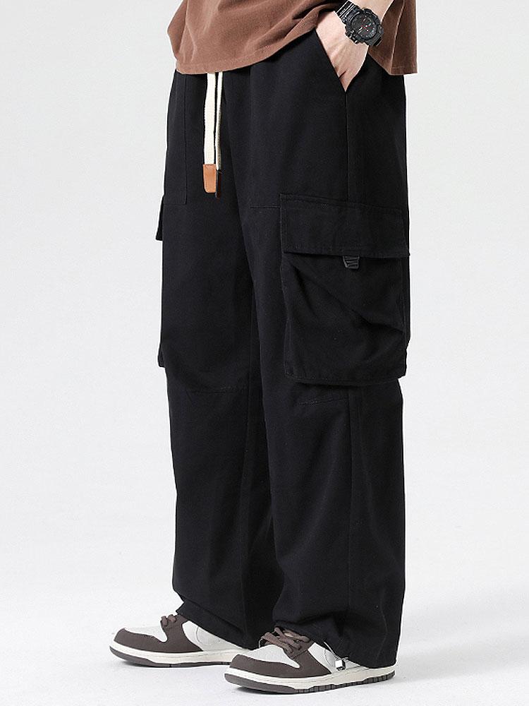 Elastic Drawstring Cuff Parachute Cargo Pants - Naturzy