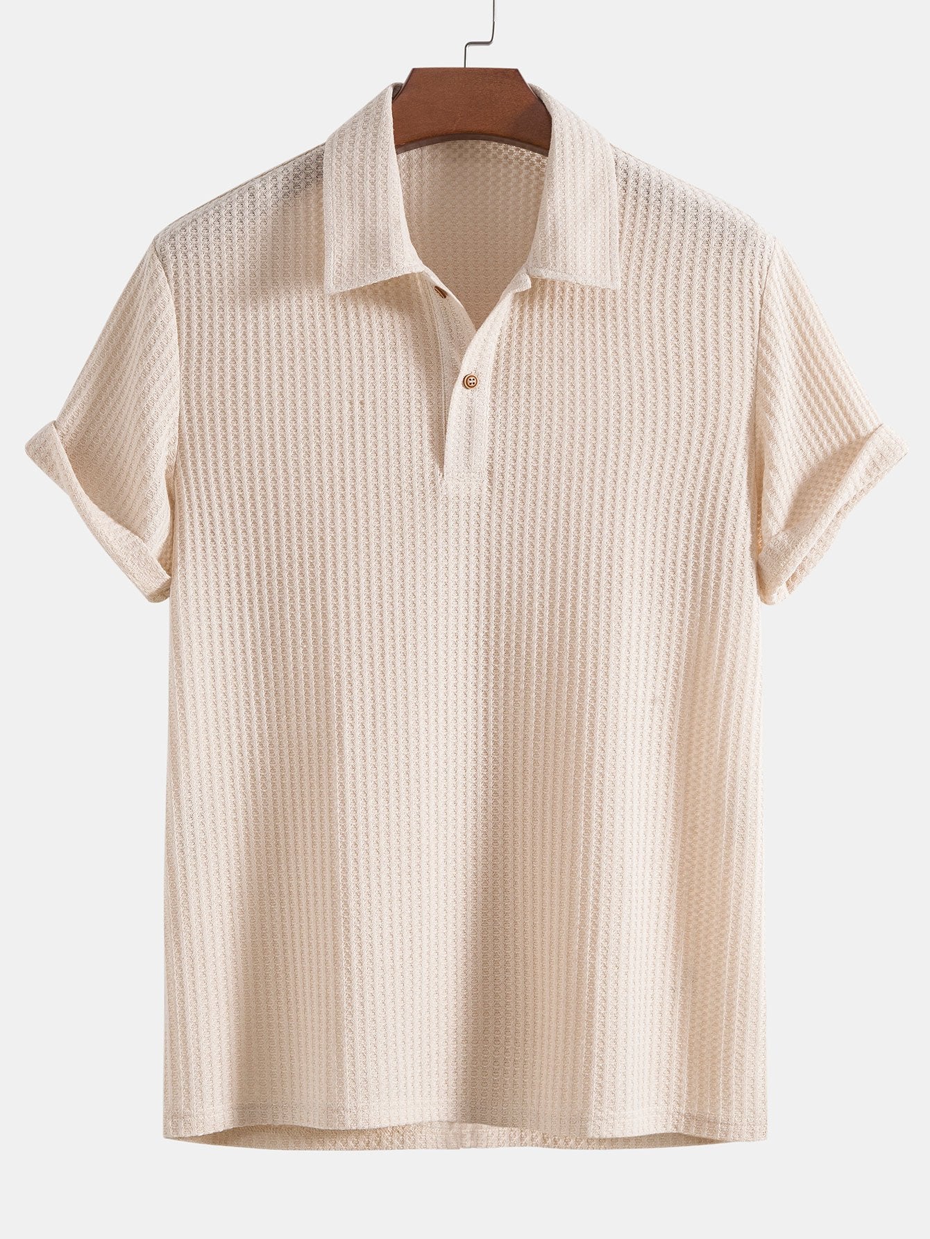 Knitted Waffle Polo Shirt - Naturzy