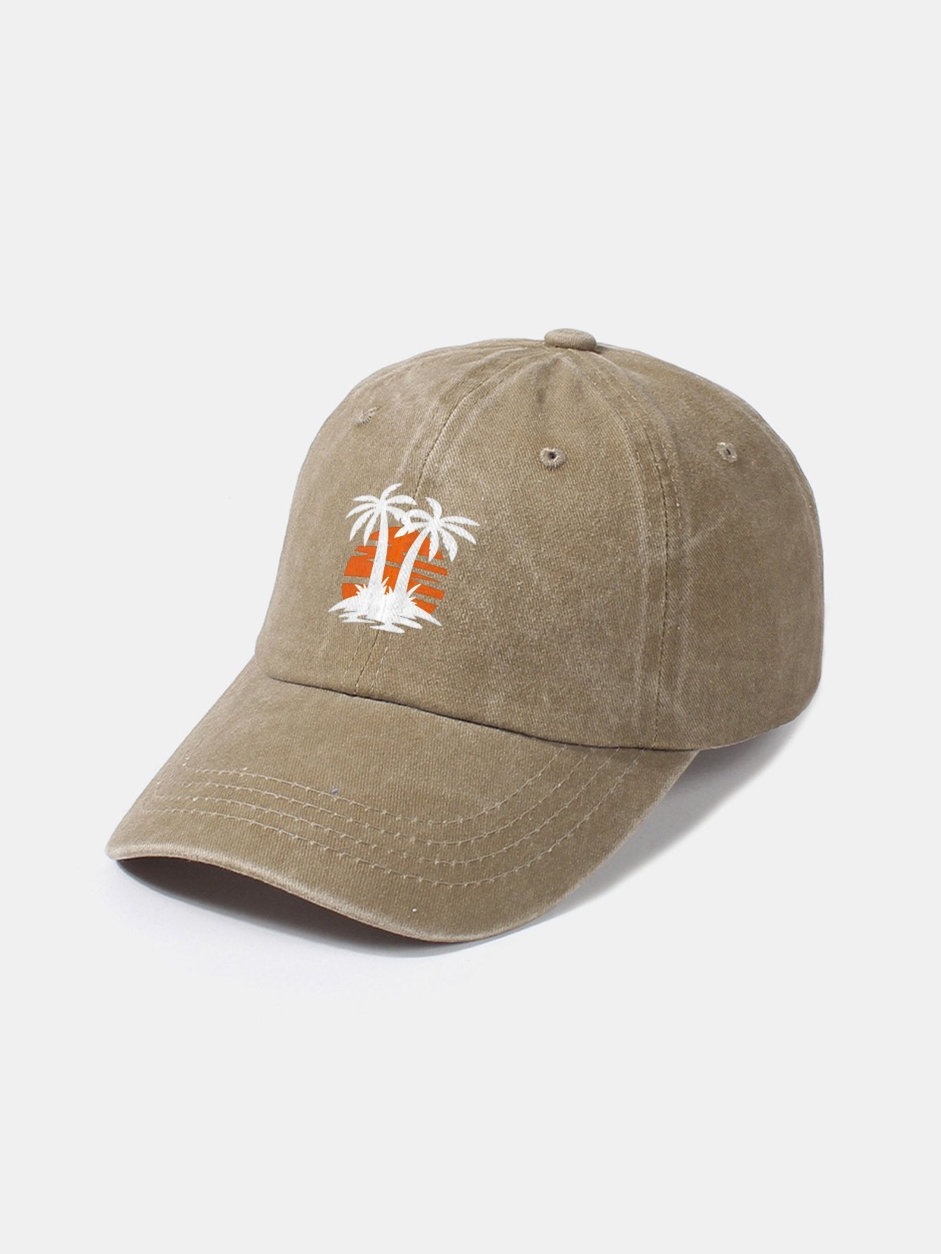 Coconut tree sunset pattern classic retro washed cotton casual baseball cap - Naturzy