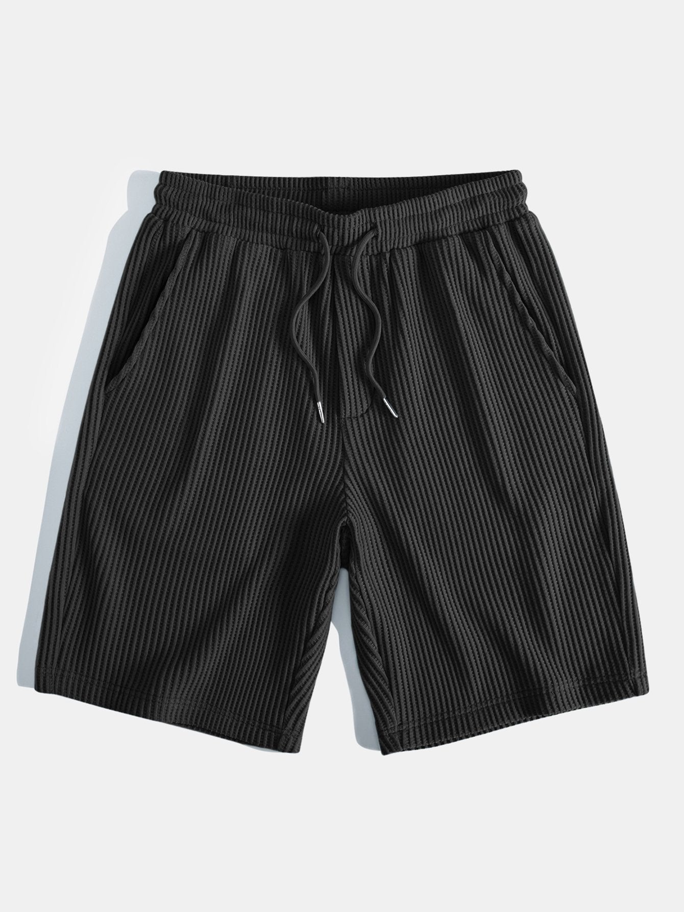 3 Pieces Drawstring Knitted Waffle Shorts - Naturzy