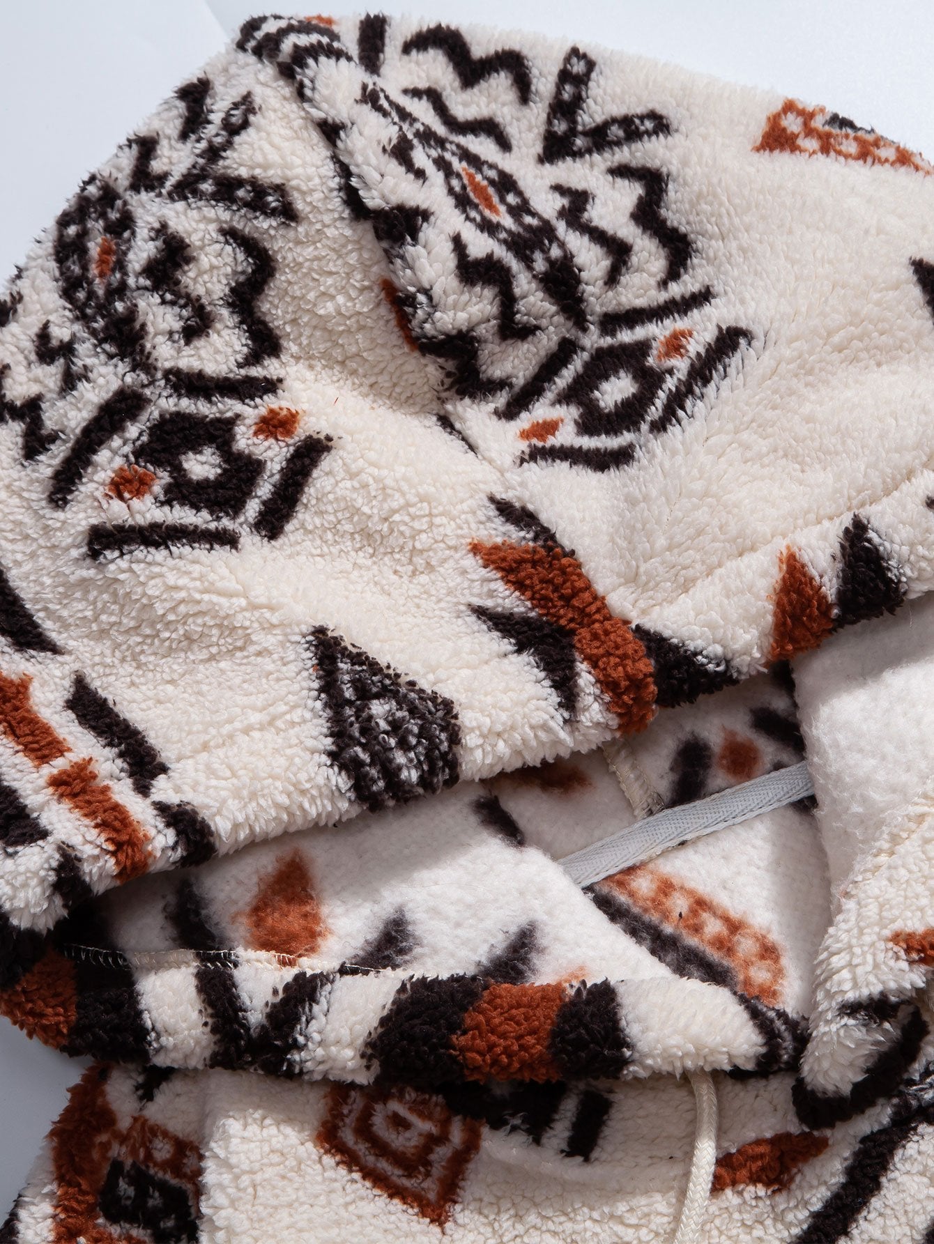 Aztec Print Teddy Hoodie - Naturzy