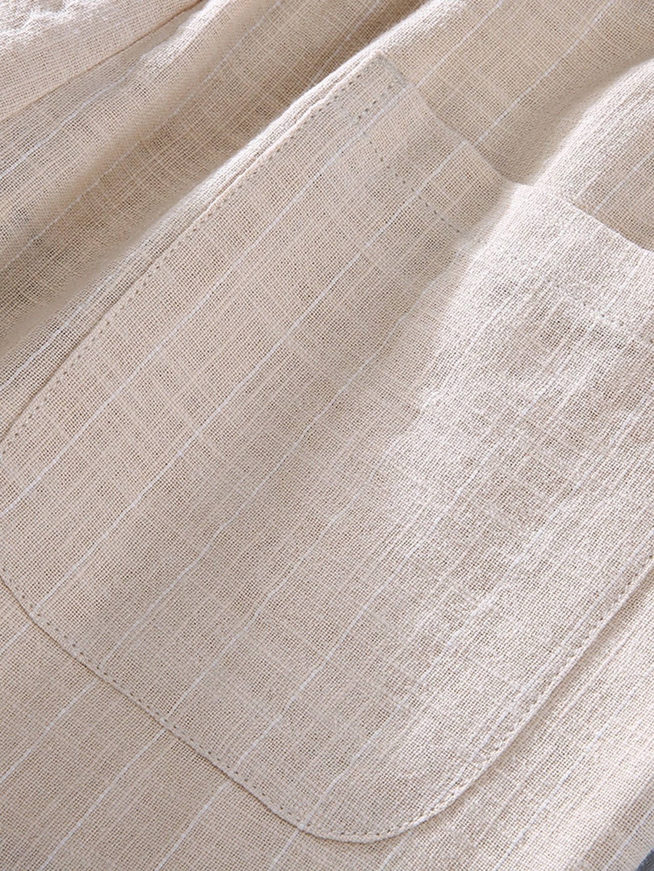 Striped Linen Cotton Blend Cropped Pants - Naturzy