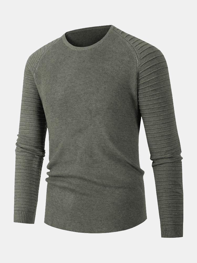 Slim Fit Raglan Sleeve Crew Neck Sweater - Naturzy