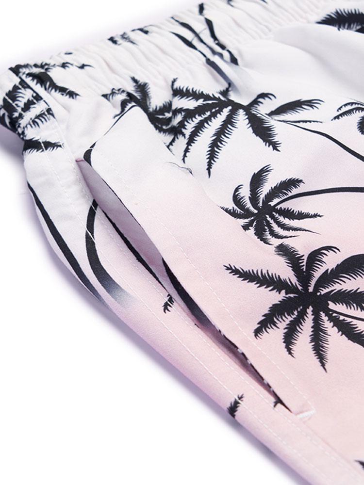 Palm Tree Print Swim Shorts - Naturzy