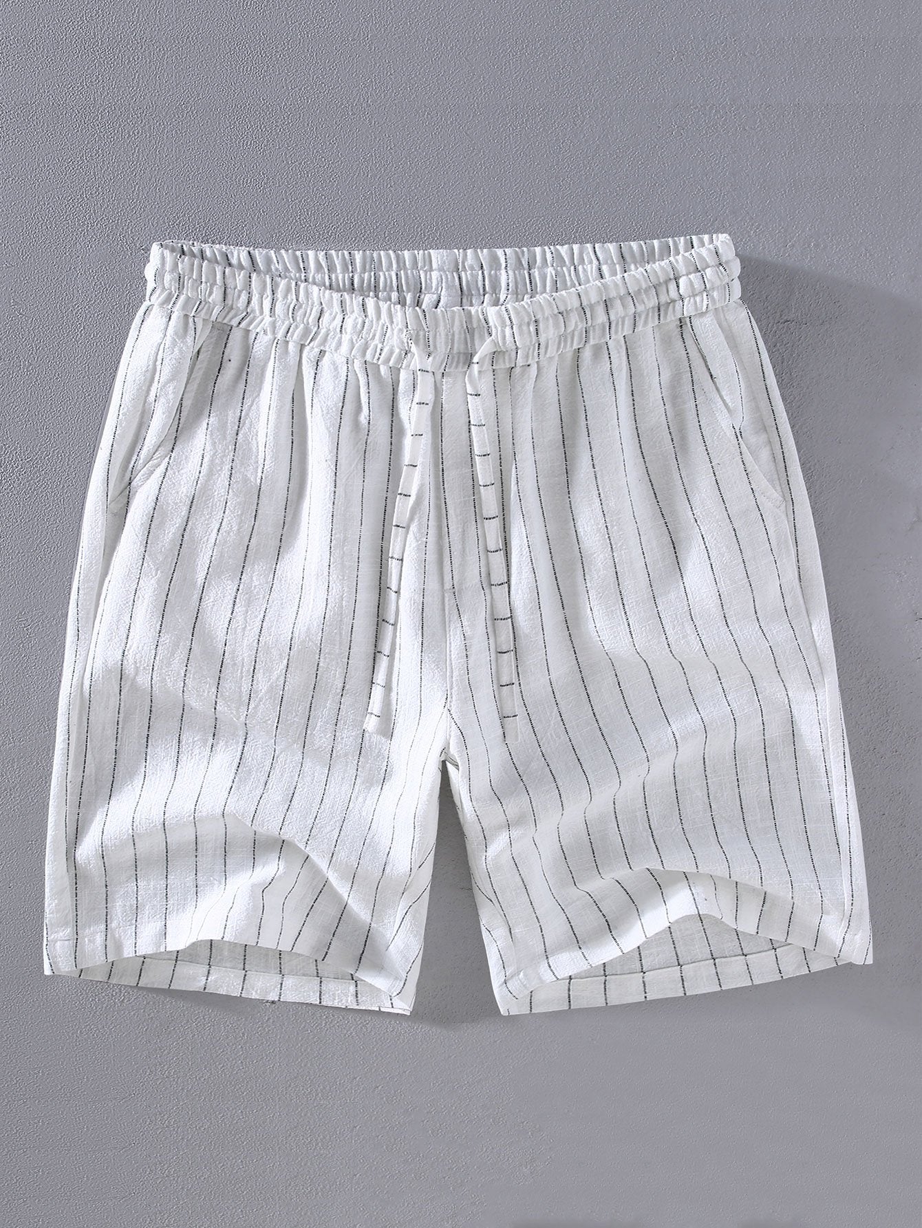 Linen Cotton Blend Striped Shorts - Naturzy