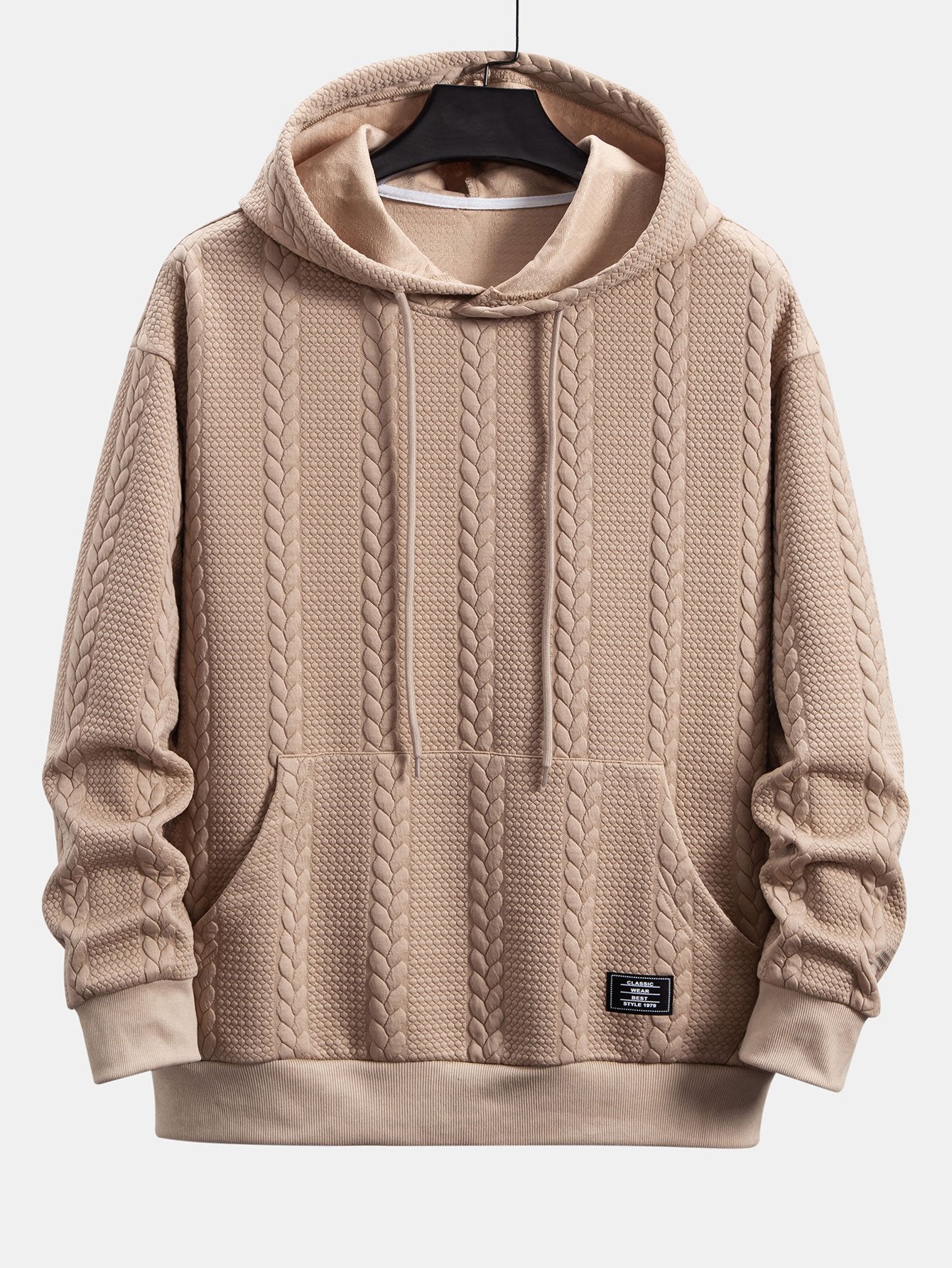 Relax Fit Wheat Jacquard Hoodie - Naturzy