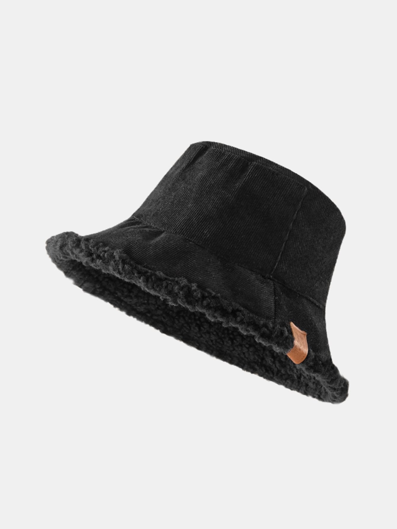 Thick And Warm Corduroy And Cashmere Splicing Multifunctional Soft Plush Bucket Cap Can Be Worn In Both Directions - Naturzy