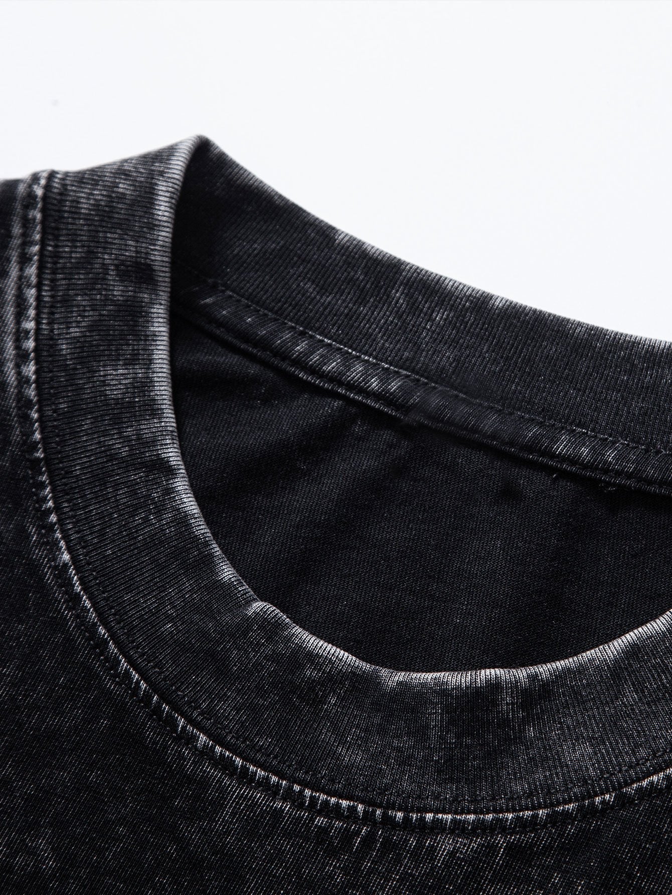 Cross Slogan Print Washed Distressed Drop Shoulder T-Shirt - Naturzy