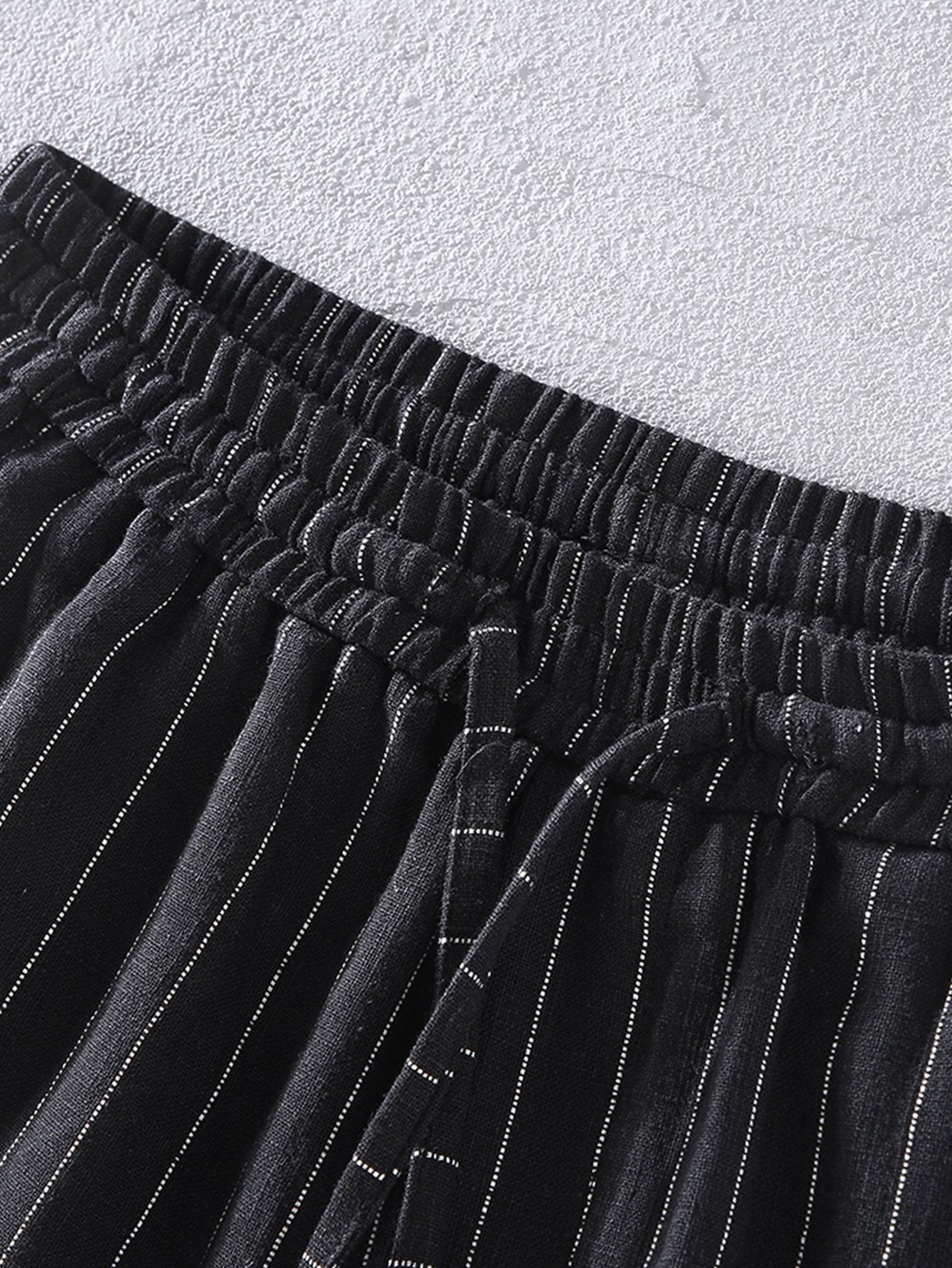 Linen Cotton Blend Striped Shorts - Naturzy