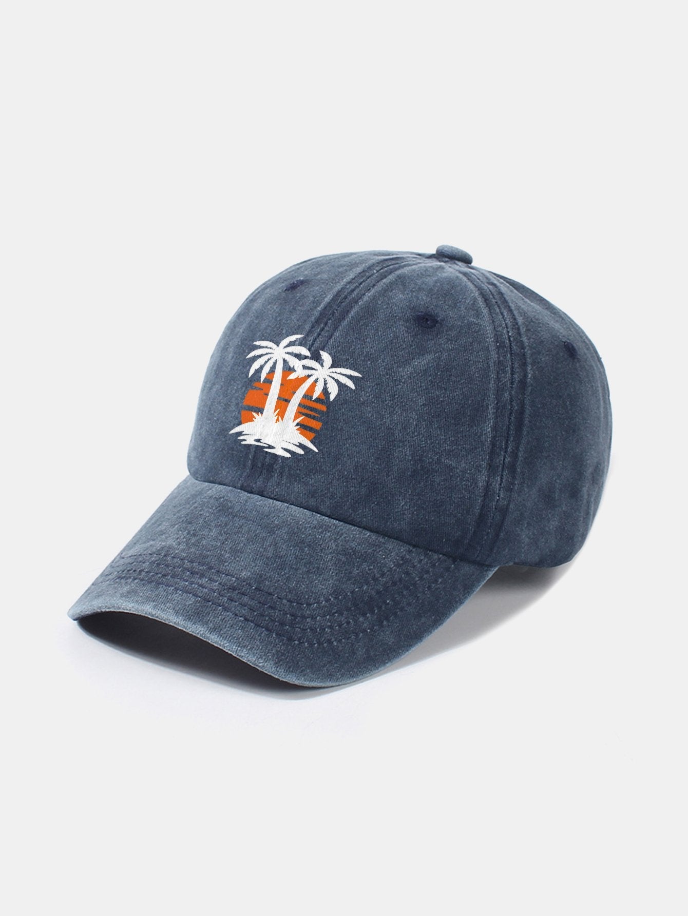 Coconut tree sunset pattern classic retro washed cotton casual baseball cap - Naturzy