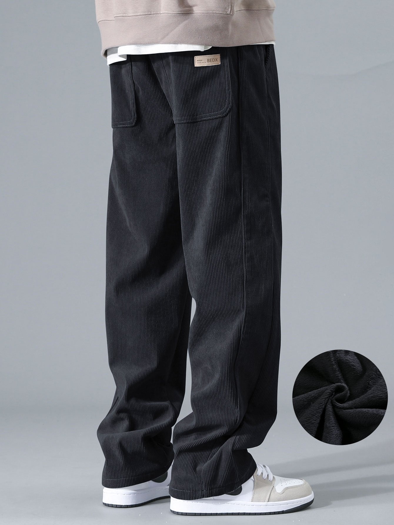 Polar Fleece Lined Straight Leg Corduroy Pants - Naturzy
