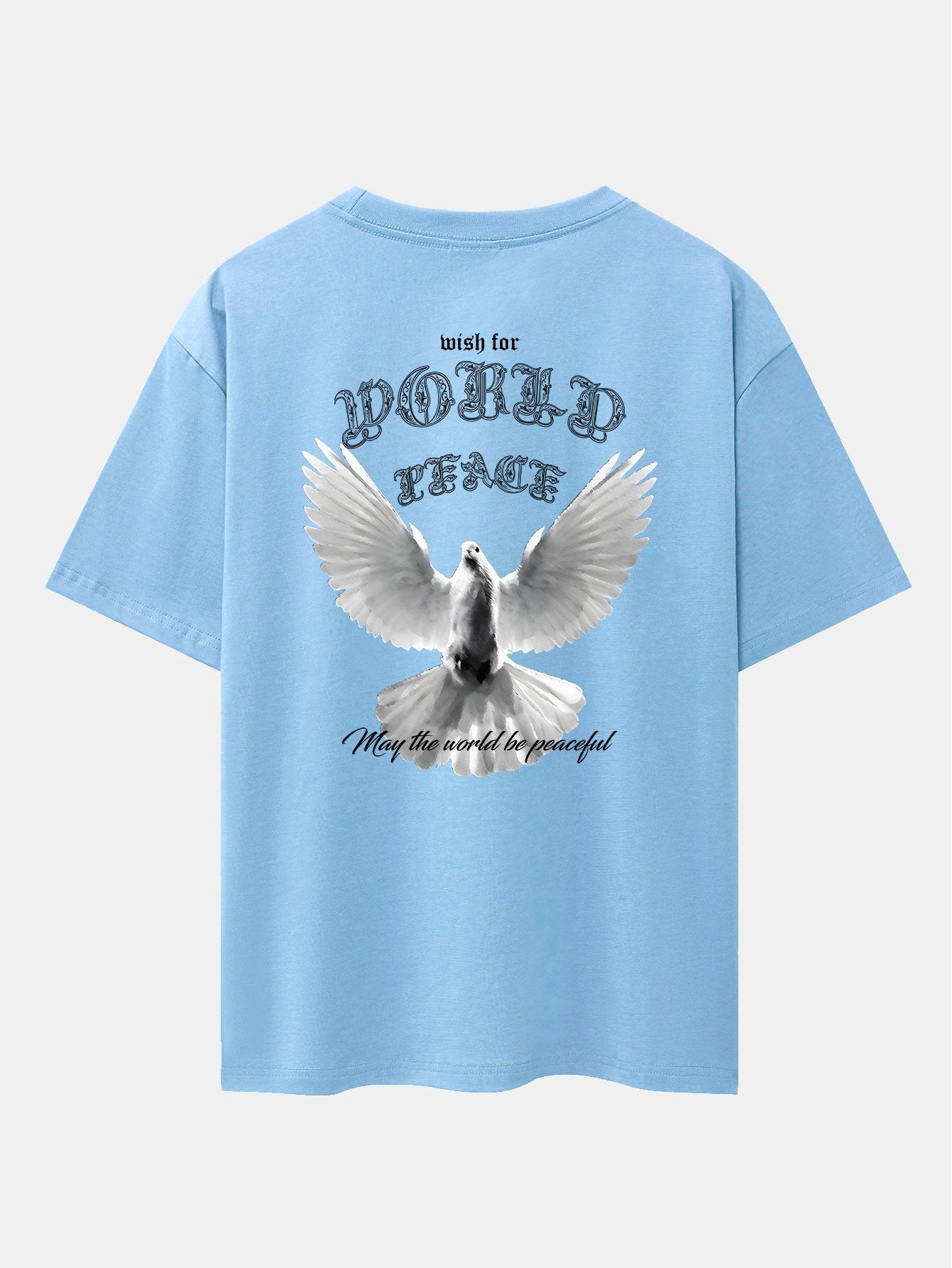 Dove Of Peace Back Print Drop Shoulder Oversize T-Shirt - Naturzy
