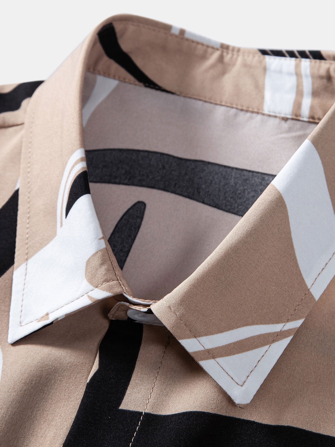 Abstract Print Button Up Shirt - Naturzy