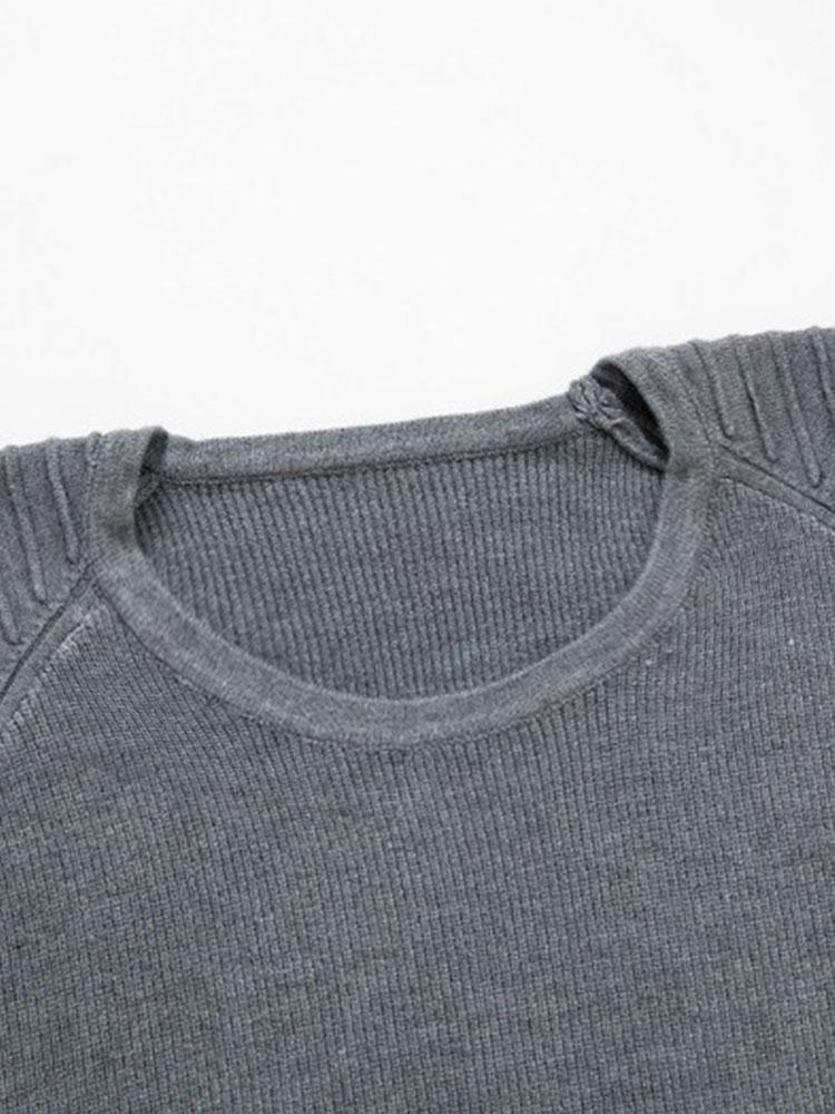 Slim Fit Raglan Sleeve Crew Neck Sweater - Naturzy