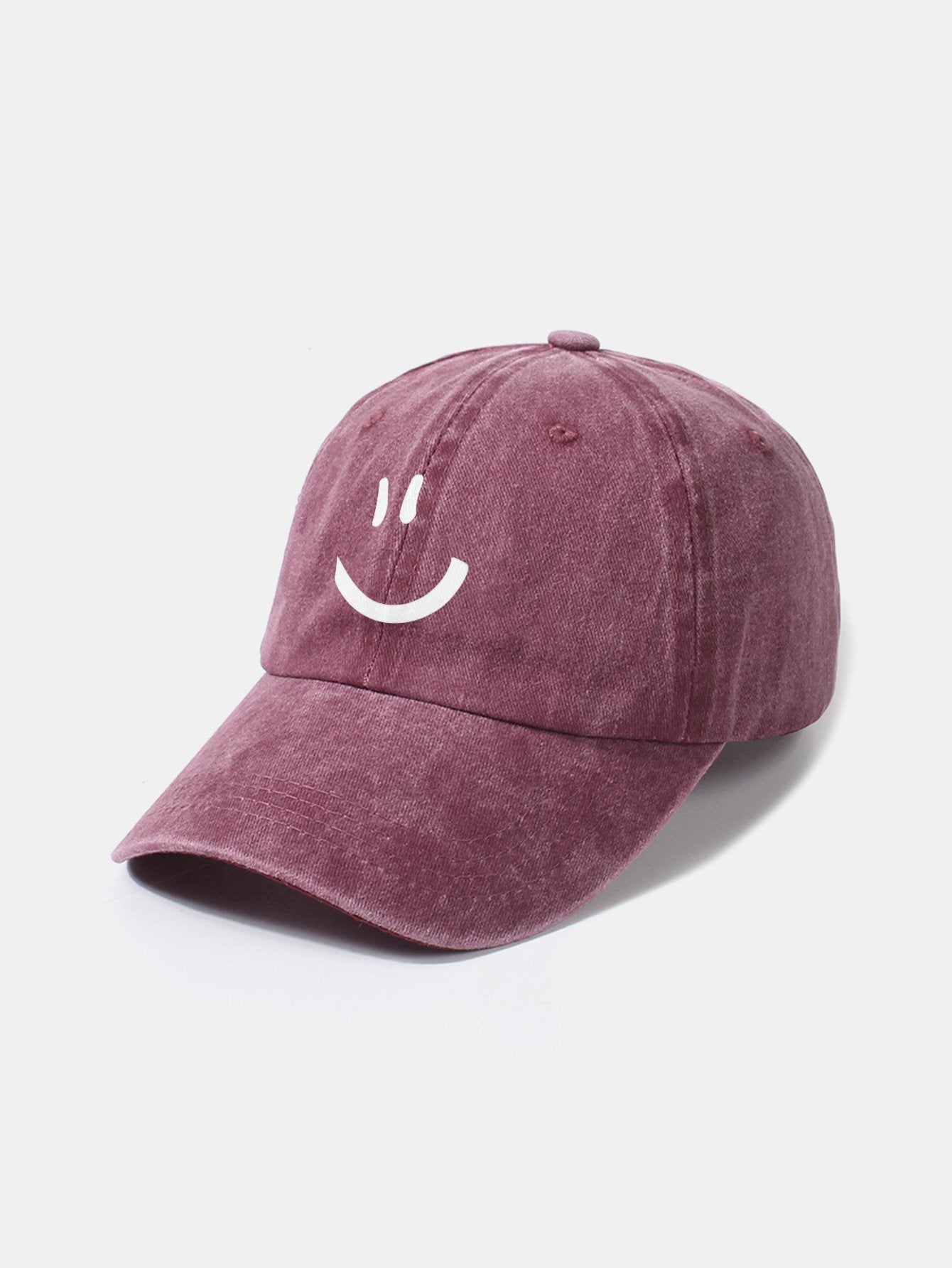 Smiley Face Pattern Classic Retro Washed Distressed Cotton Baseball Cap - Naturzy